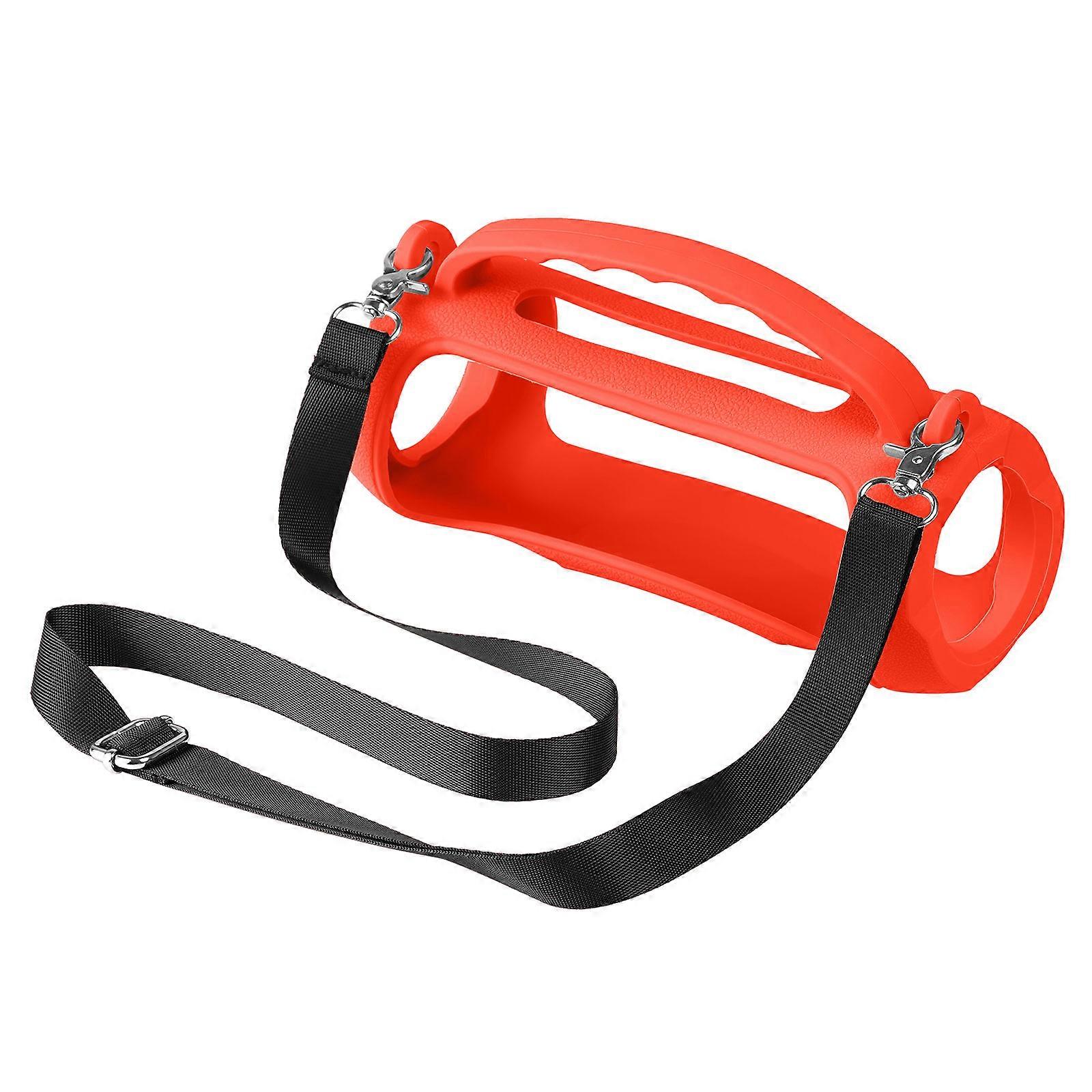 Silicone Protective Case for Charge 5 Speakers with Shoulder Straps, Dustproof and Shockproof Speakers Guard  Red