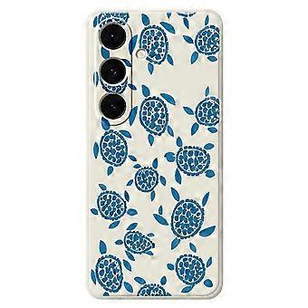 Compatible For Samsung Galaxy S25+ Case Blue Turtle Pattern Printing Straight Edge TPU Phone Back Cover