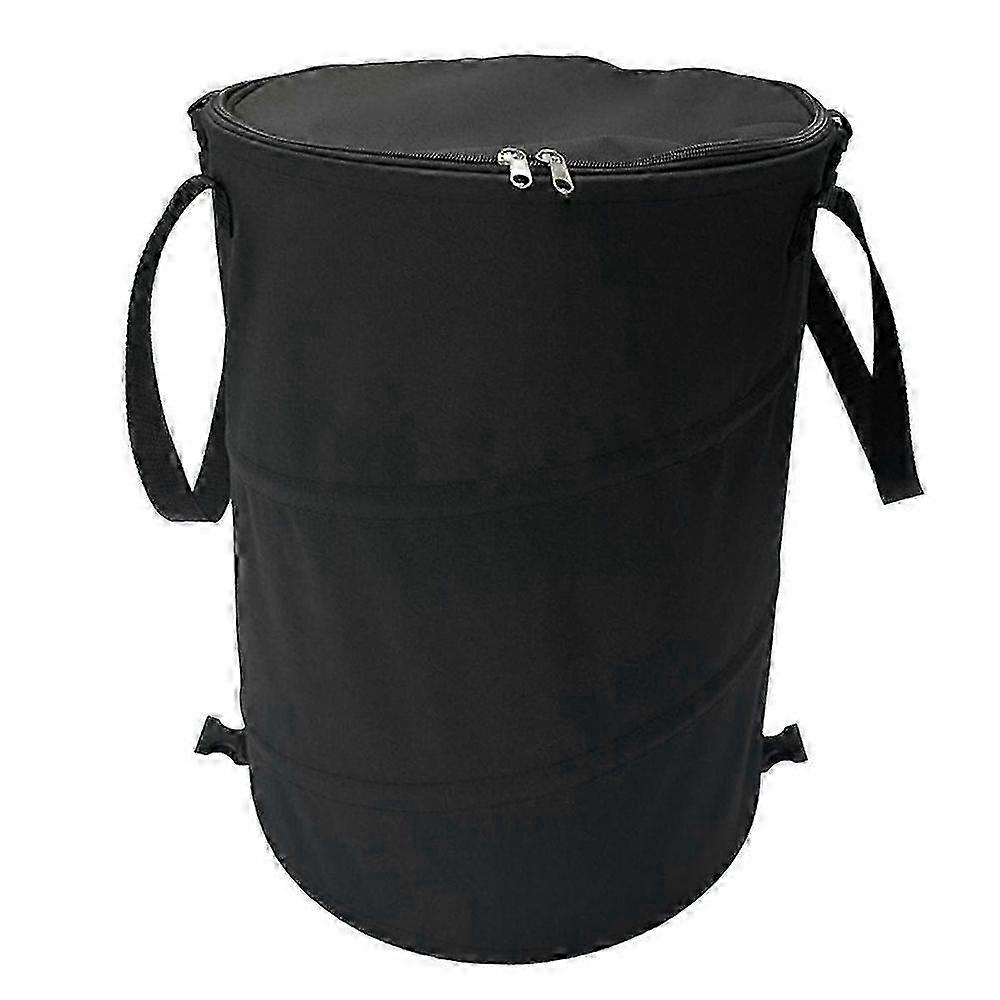 Portable garbage bin for camping foldable and lightweight black