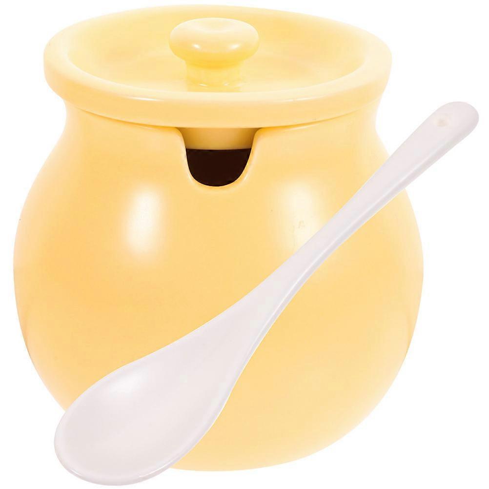 Ceramic Spice Jar with Yellow Color for Home Use Perfect for Holding Seasoning 4.5 Inches Height