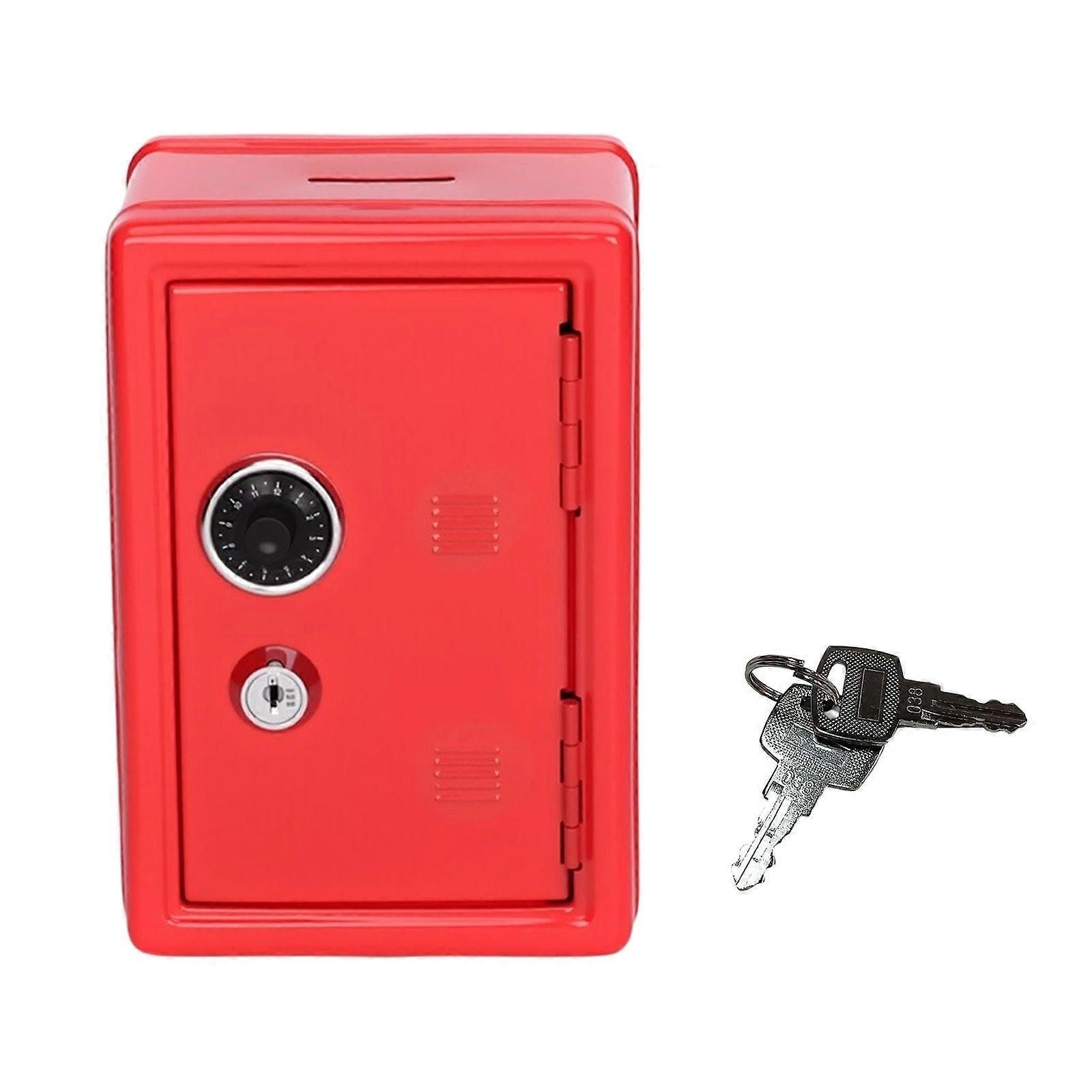 Waterproof Rusts Proof Metal Storage Case with Lock Portable Carrying Design for Travel Documents  Red