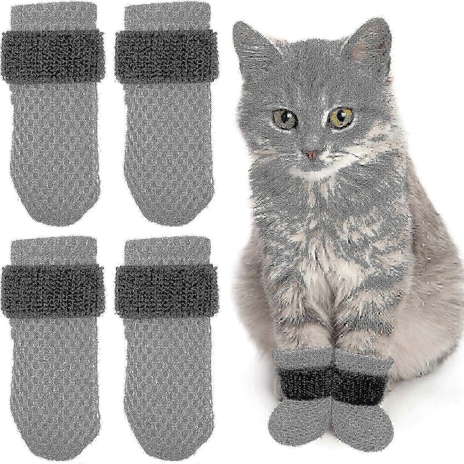4 Pcs Cat Foot Covers - Anti-Scratch Cat Paw Sleeves with Claw Caps Edition, Compatible with Cats & Kitten Edition