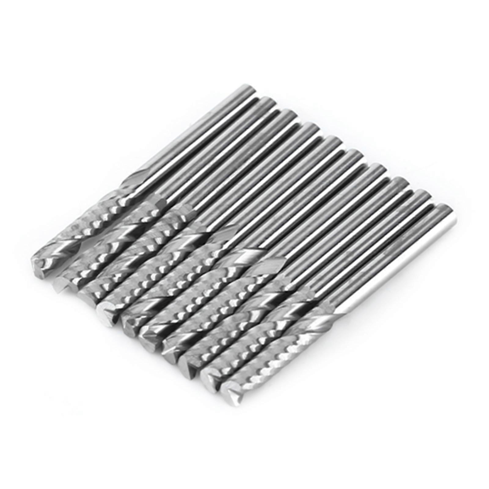 10pcs Single Flute End Mill CNC Milling Cutter 3.175mm Diameter 22mm Cutting Length