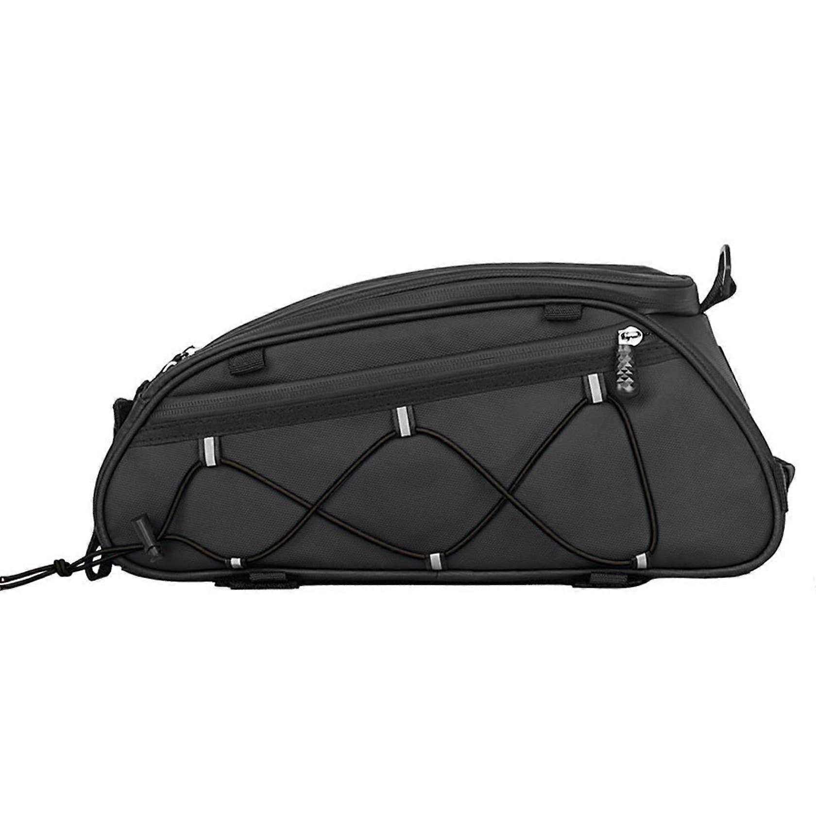 Bike Saddle Bag 14x6 Inch Waterproof Rack Bag With Reflective Point Elastic Rope Portable For Riding Travel Outdoor