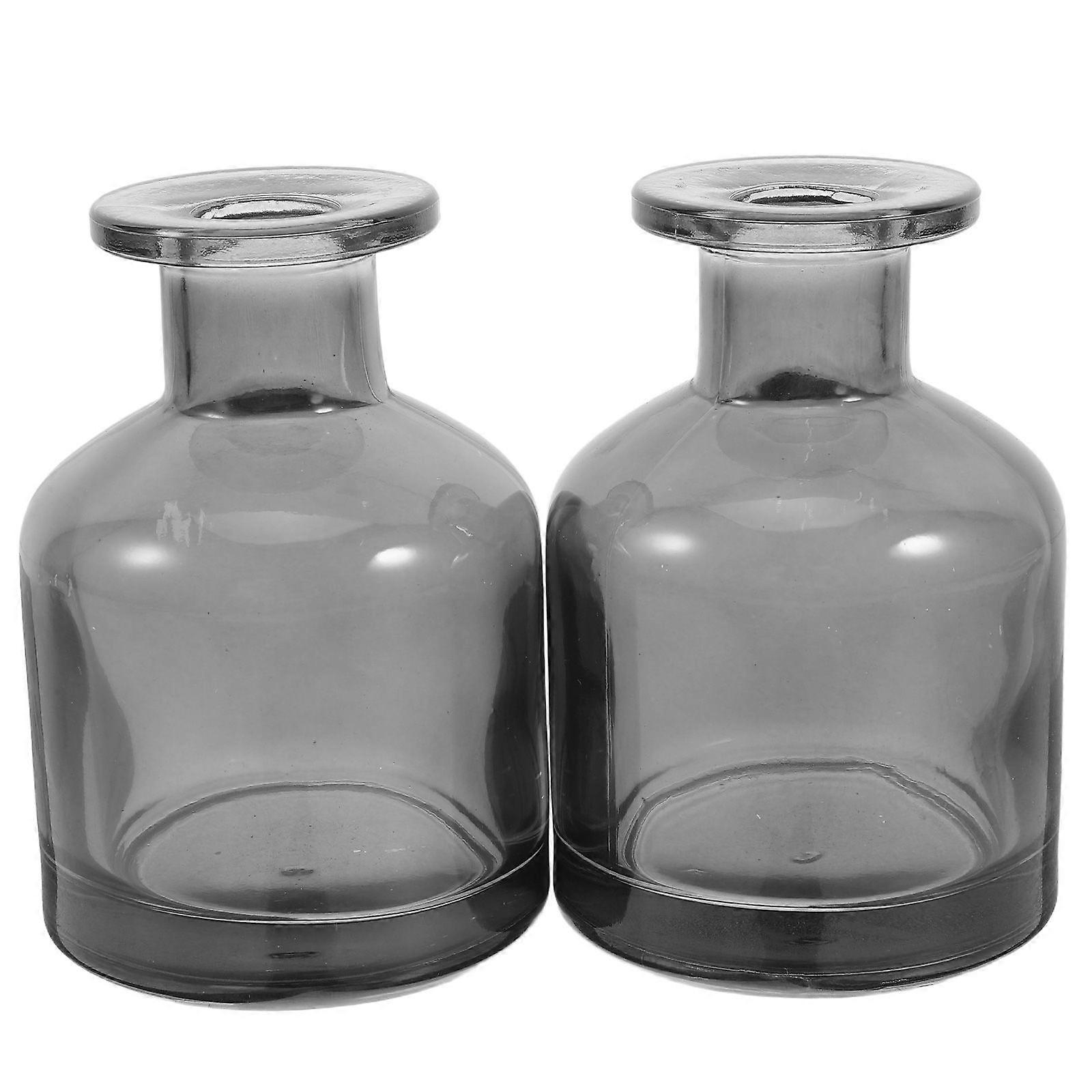 2 Pcs Refillable Glass Reed Diffuser Bottles Empty Cylinder Aroma Diffuser Jars Reusable Essential Oil Holder For Office Home Car