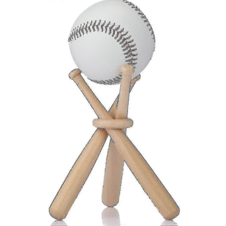 Wooden Baseball Display Stand Holder for Bats Softball Bracket Base