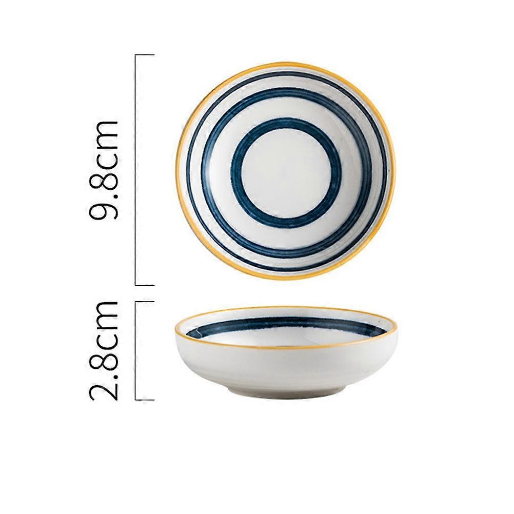 Ceramic Soy Sauce Dish Round Plates for Home Use Navy Ceramic Material with Underglaze Color Technique 4Pcs