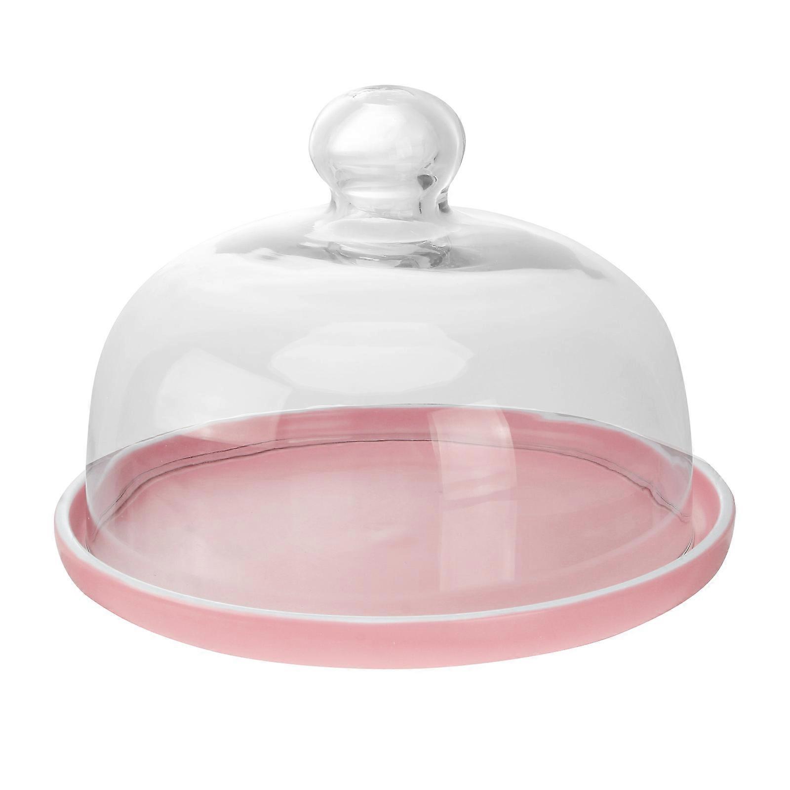 Dessert Tray with Lid Ceramic Tray for Home Use 2Sets Pink