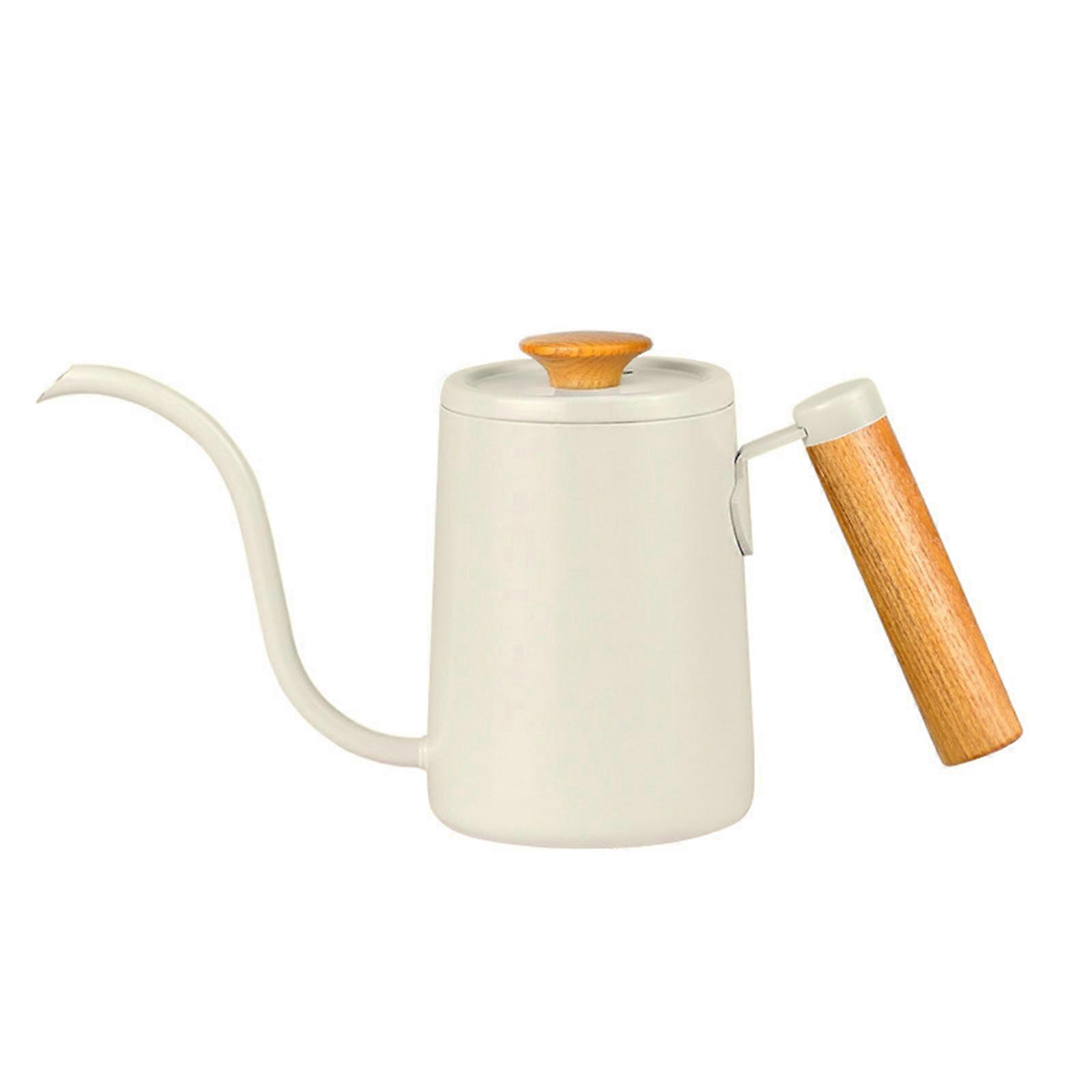 Multipurpose 304 Stainless Steels Water Kettle 600ml Large Capacity With Flows Control Spout For Coffee Enthusiasts  White