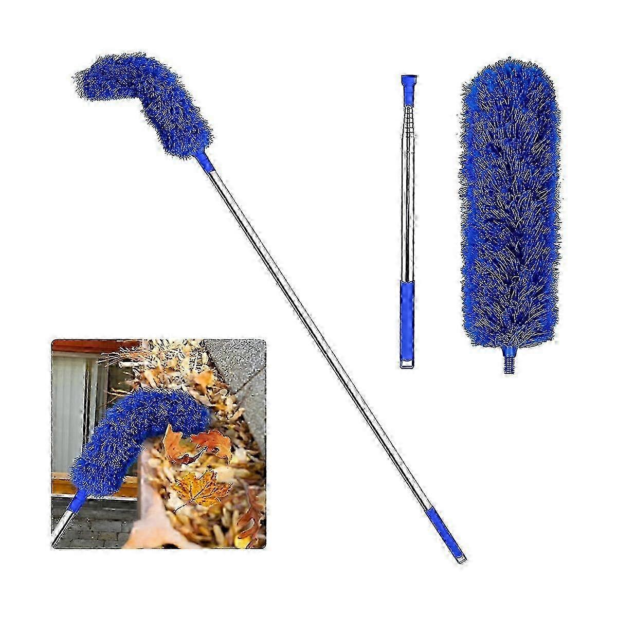 Gutter Cleaning Brush Roofing Tool With Telescopic Extendable Pole 8.2ft Guard Cleaner Tool Easy Re