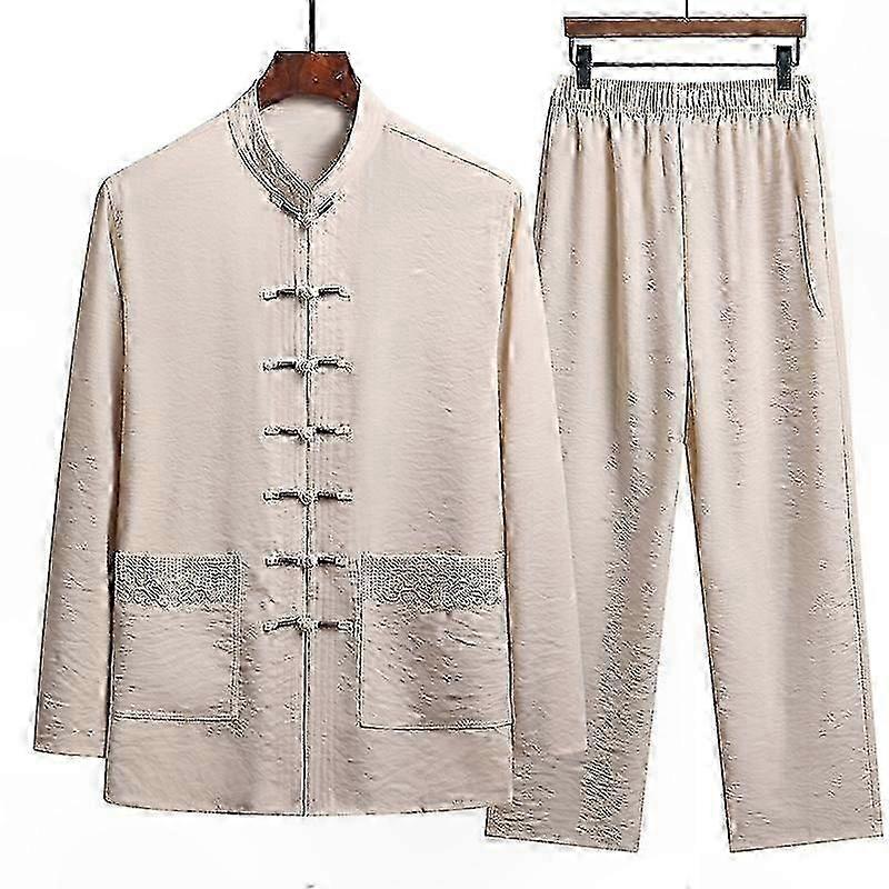 Oriental Style Men's Cotton Linen Kung Fu Uniform Retro Hanfu Set with Traditional Buttons Breathable Tai Chi Clothing