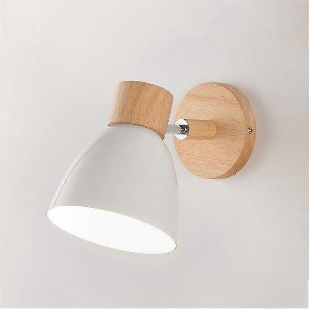 Modern E27 Wood Base Wall Sconce for Bedroom or Study Ambient Lighting Solution