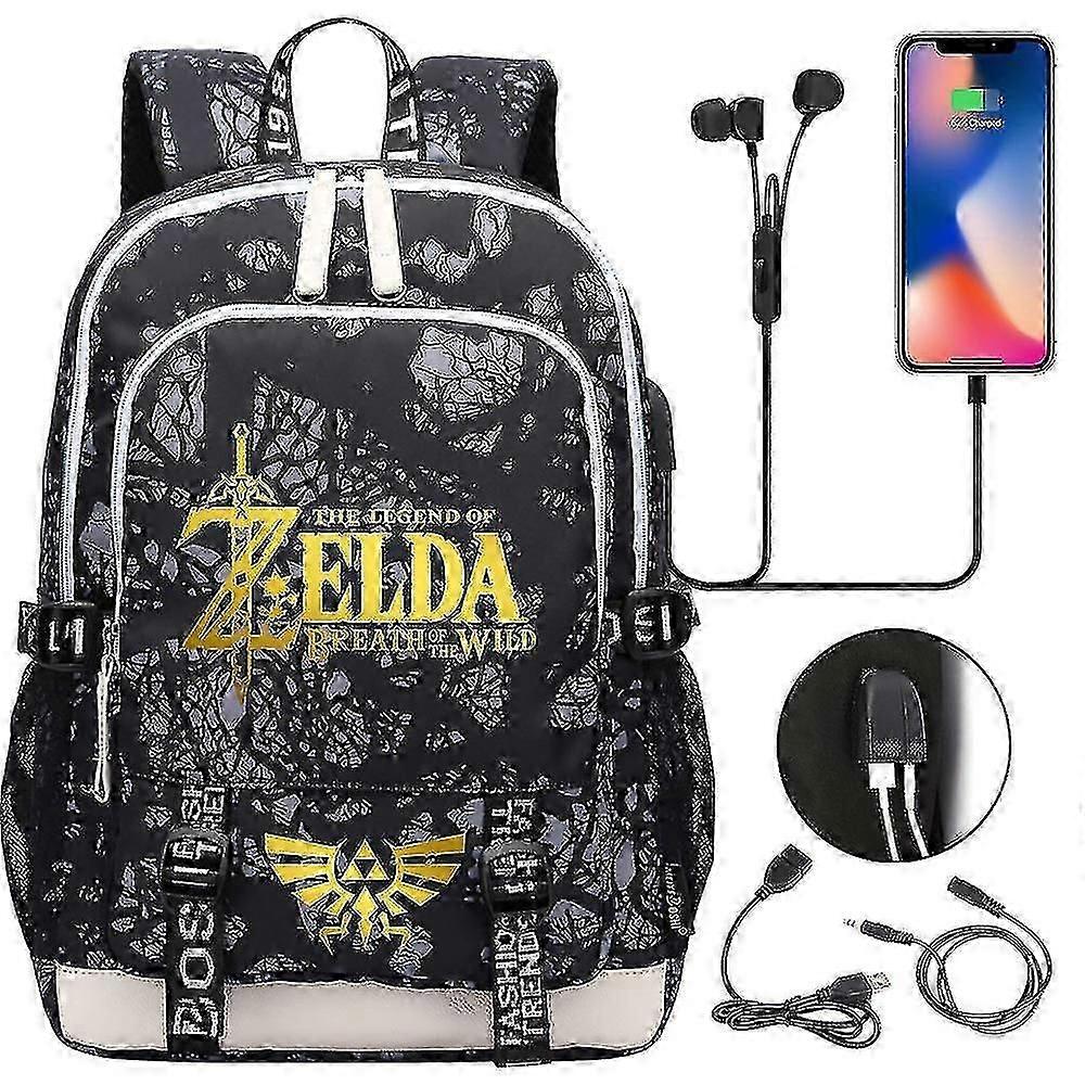 حقيبة ظهر للكمبيوتر المحمول Zelda USB Port ، حقائب الكتب المدرسية ، حقيبة كمبيوتر عادية للسفر ، هدية