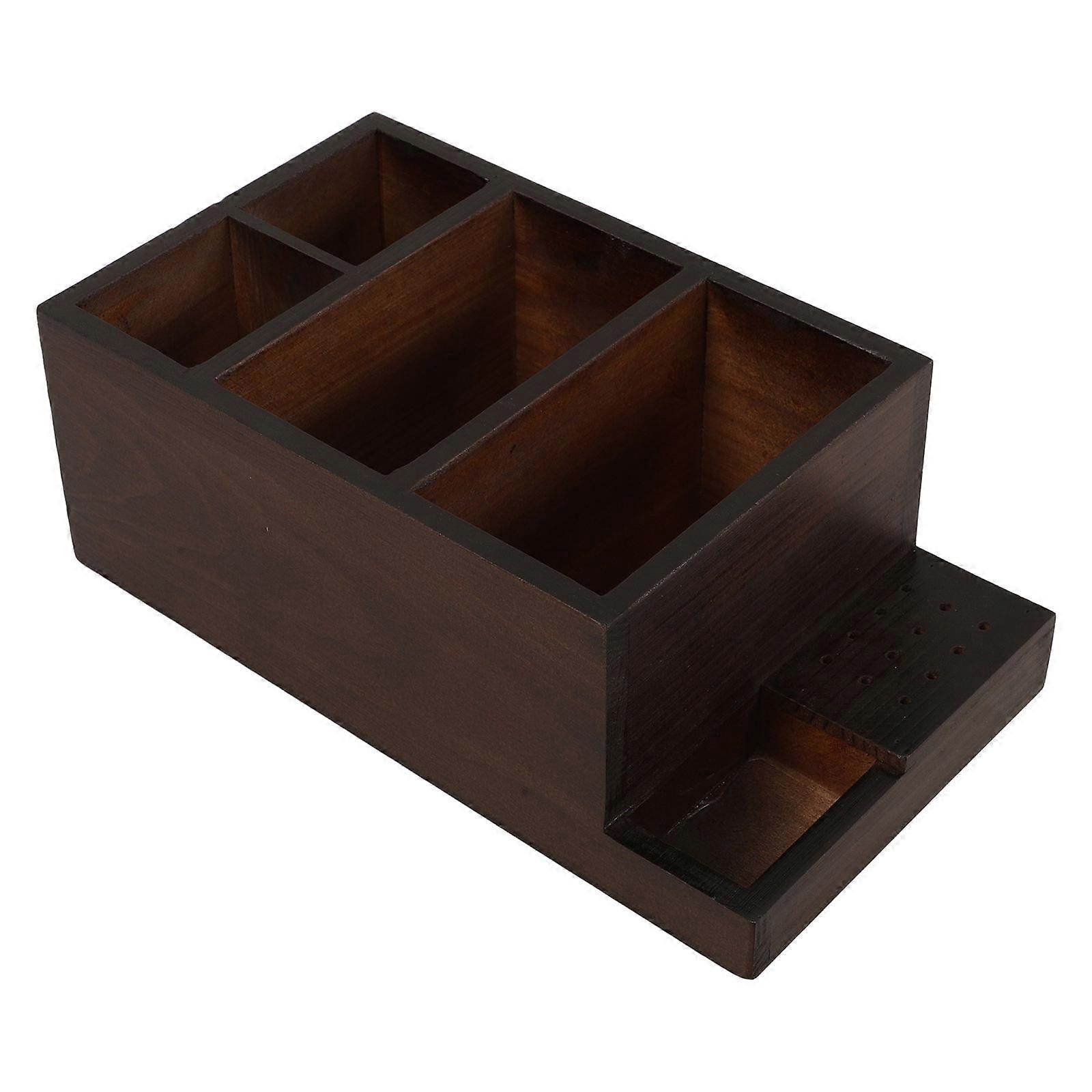 Nail Drill Bits Display Box Wooden Holder for Manicure Tools 4Pcs