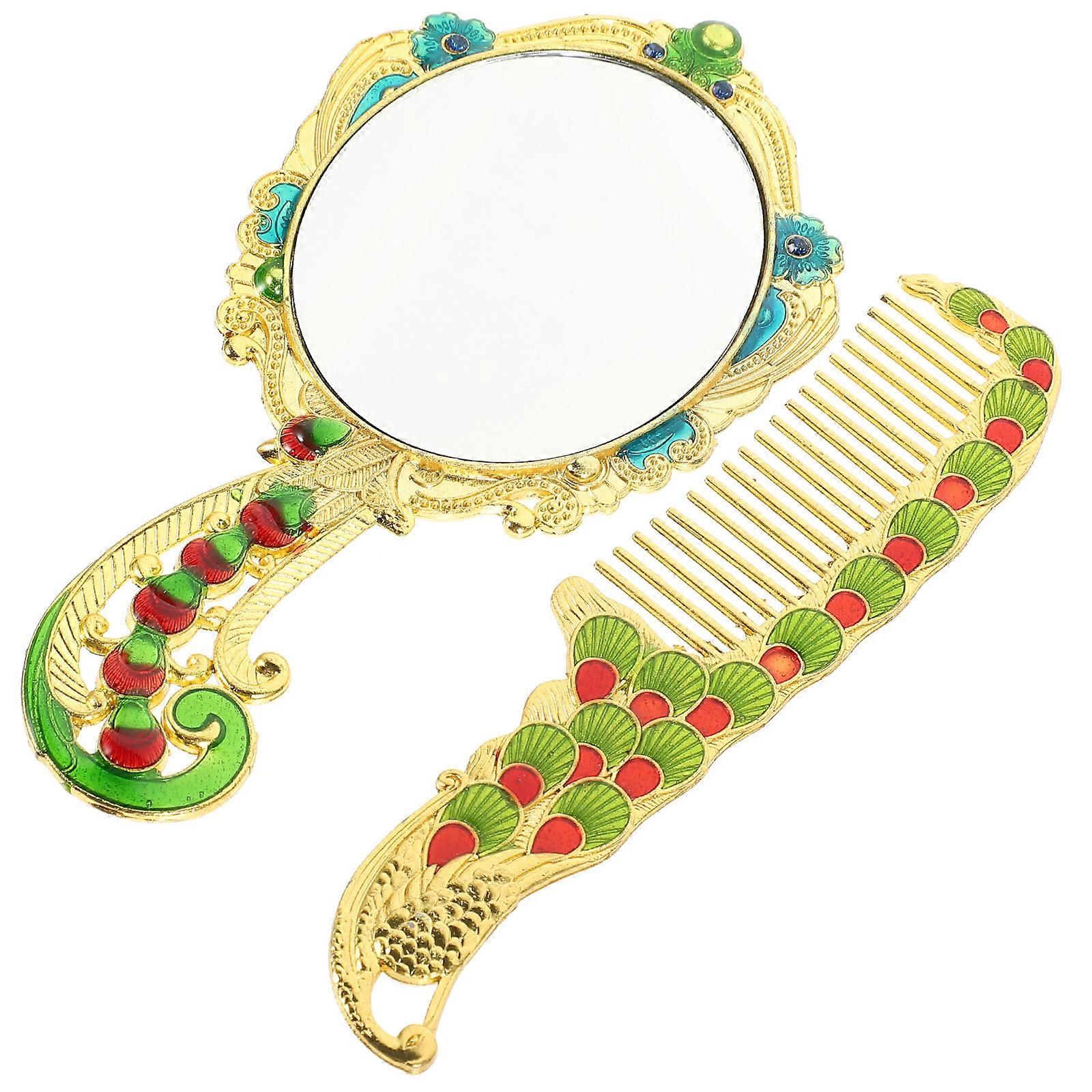 Antique Mirror Comb Set for Home 5Sets with Golden Color and Elegant Craft