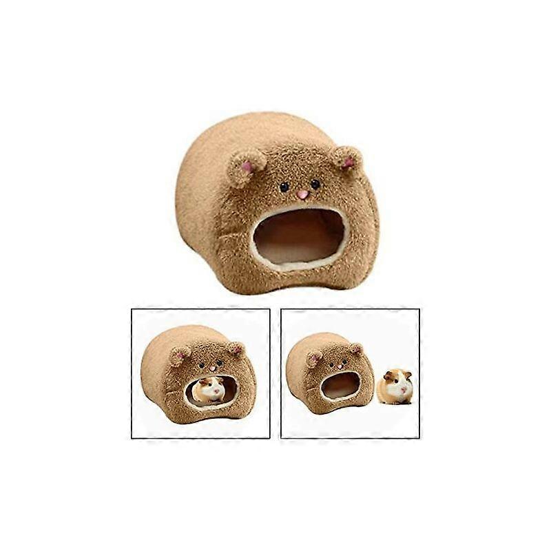 Plush Hamster Hammock Warm Warming Soft Bed for Rat Rabbit, Brown