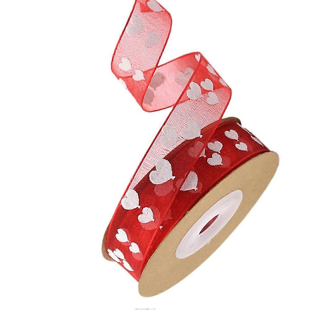 DIY Gift Wrapping Ribbon Heart Printed for Decoration Red 1 Roll