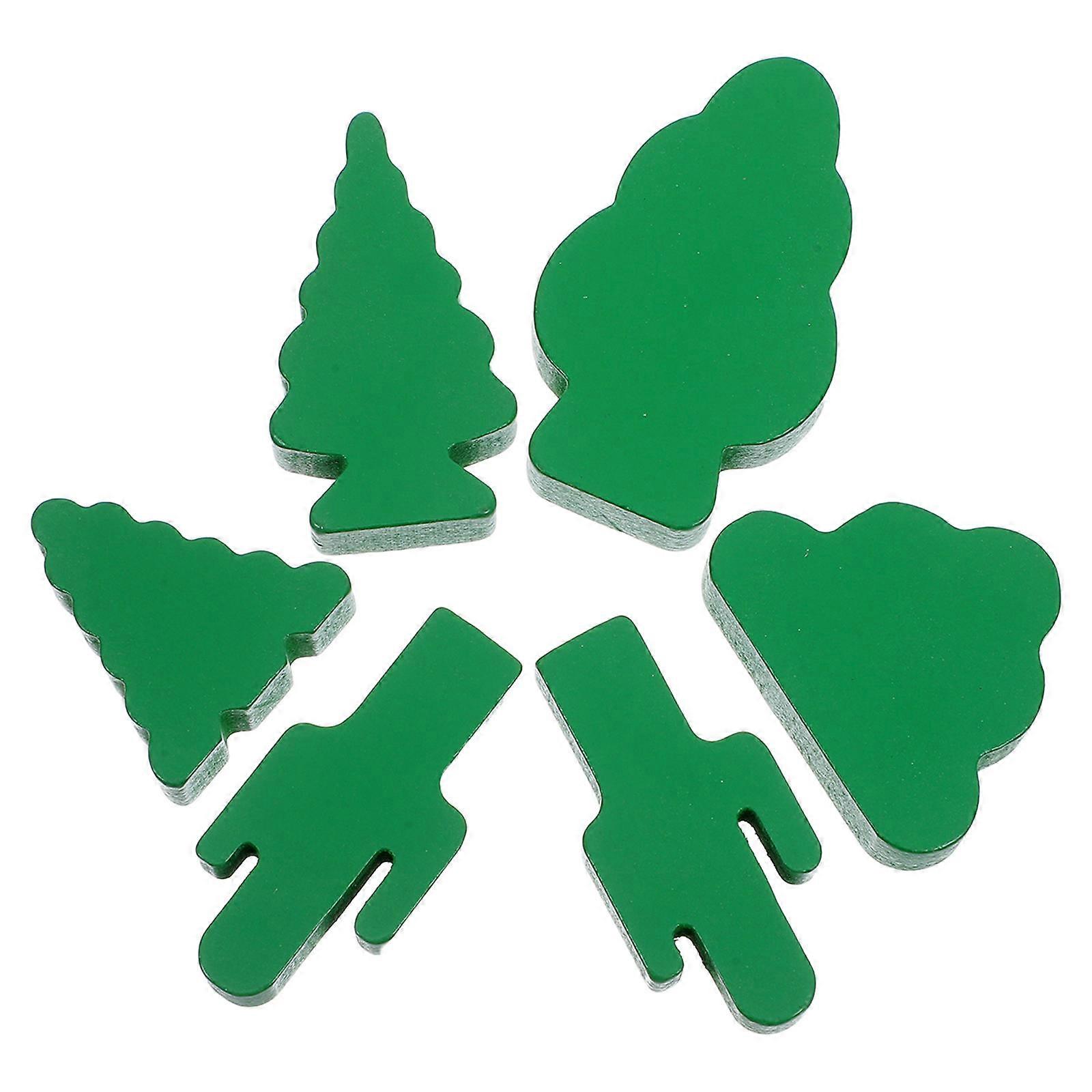 Mini Wooden Craft Trees for Decoration 24Pcs Green Micro Scenery Blocks