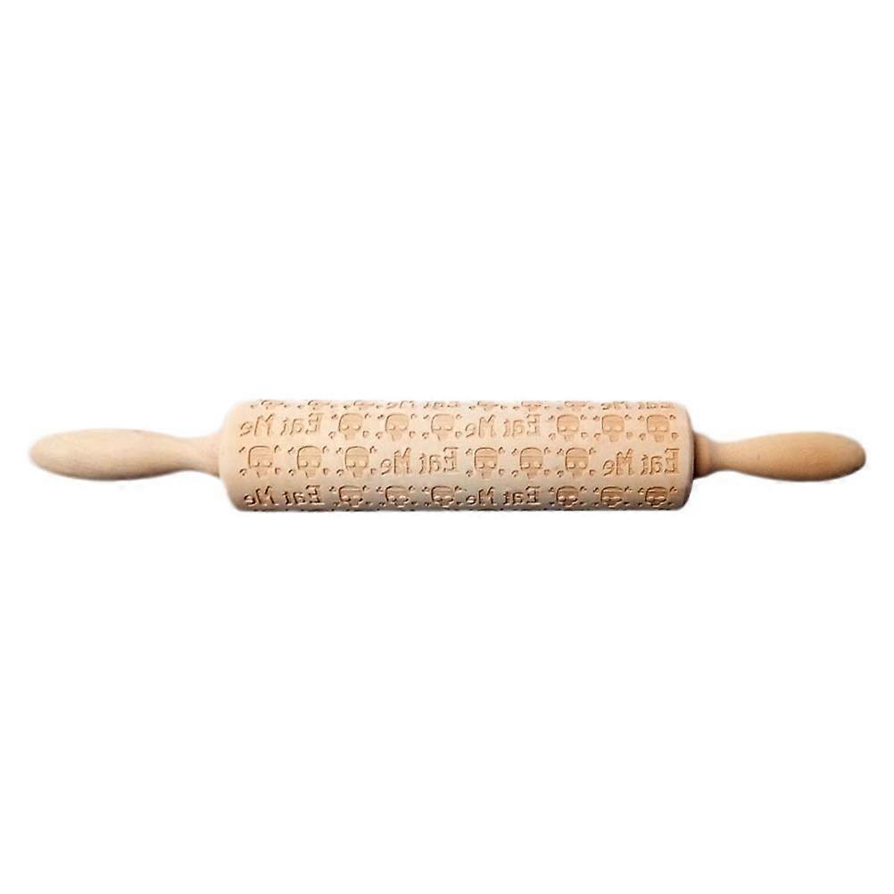 Home Rolling Wooden Embossing Pin for Baking Use 2Pcs Skull Pattern