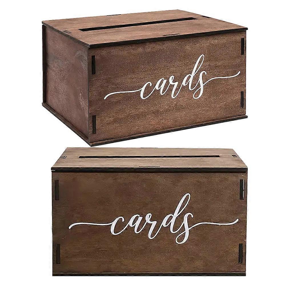 Rustic Wood Card Box for Wedding Reception Use 2Pcs Elegant Card Holder