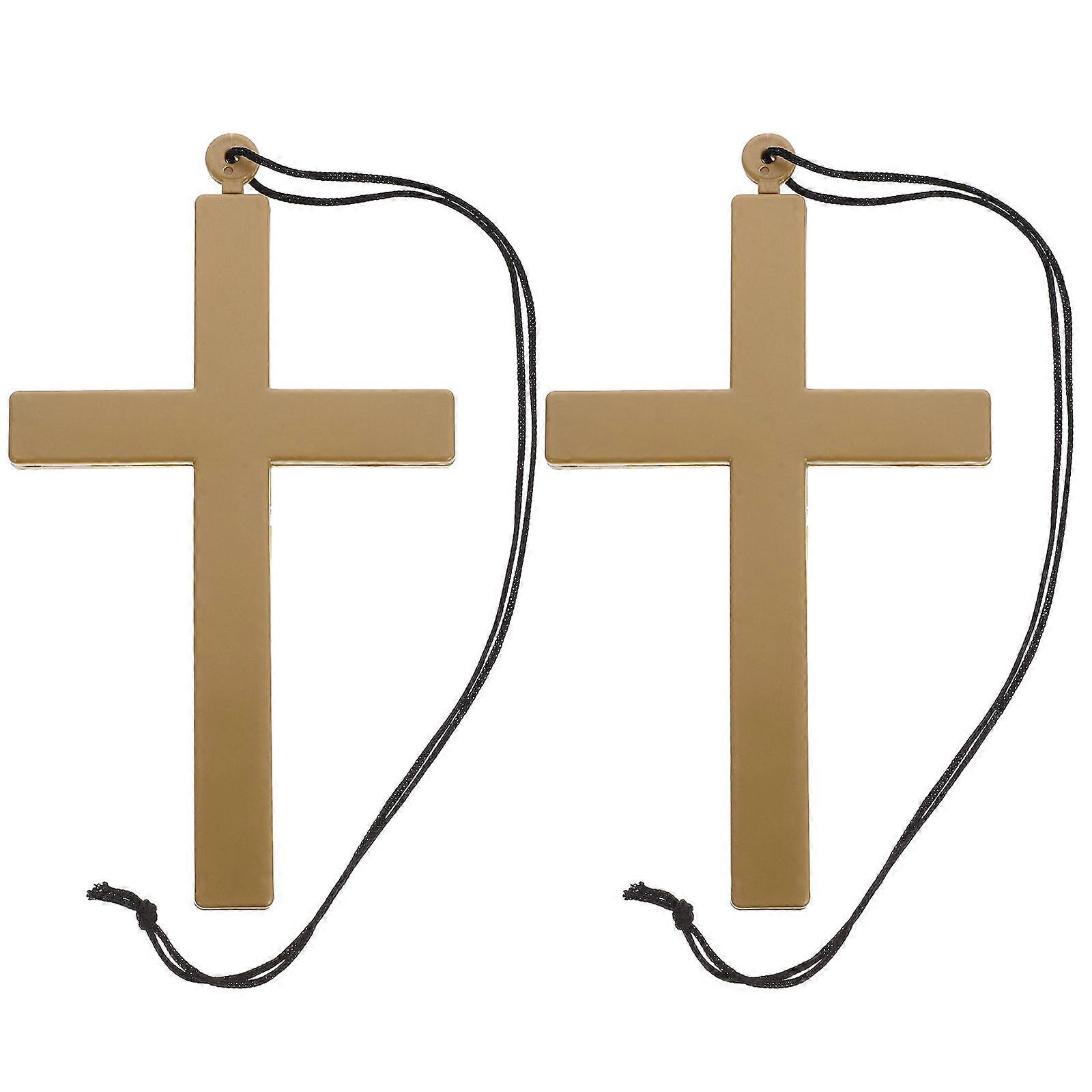 Golden Cross Necklace for Decoration 6Pcs Nun Costume Accessory
