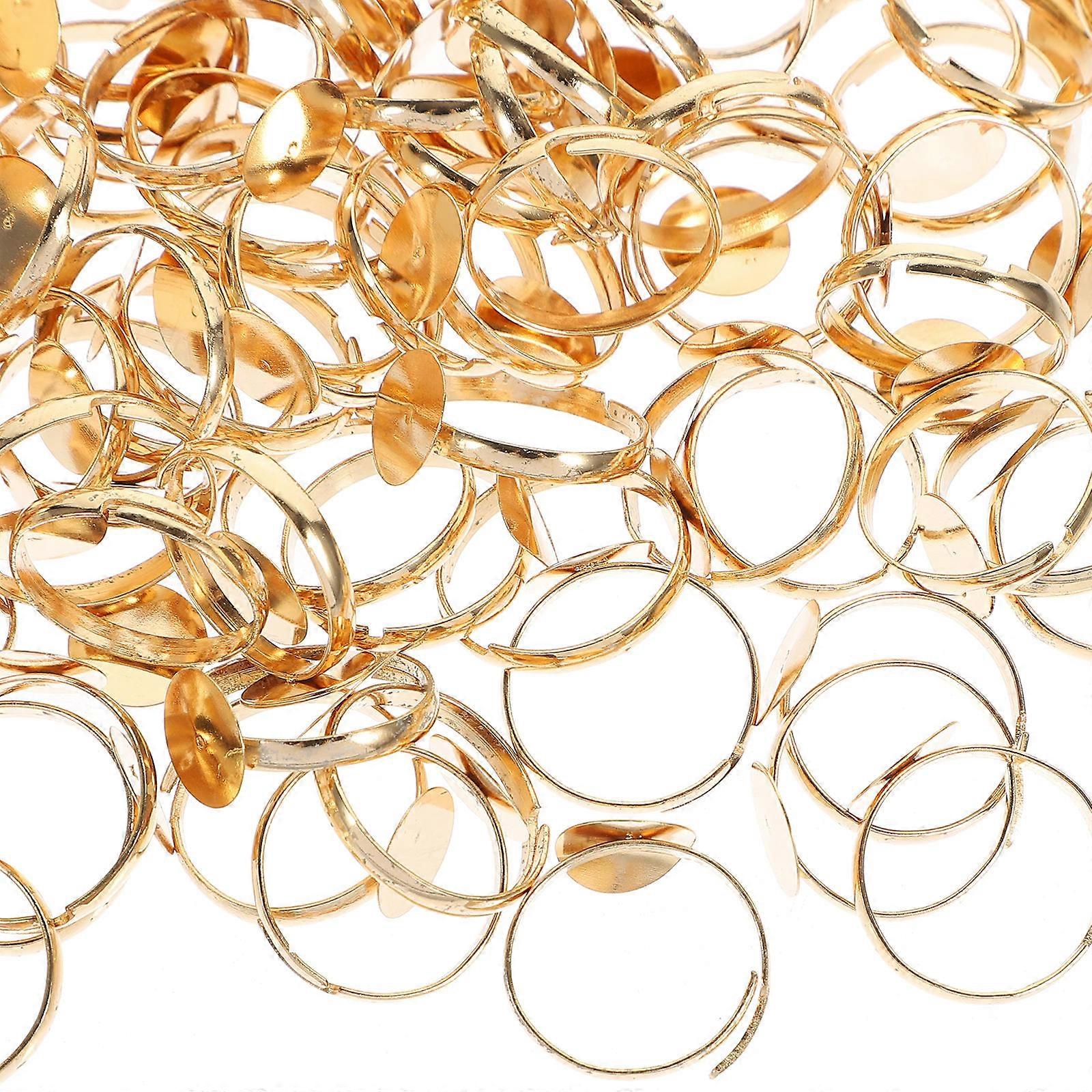 Golden Adjustable Ring Base Ring Blank for Jewelry Making 400Pcs Set