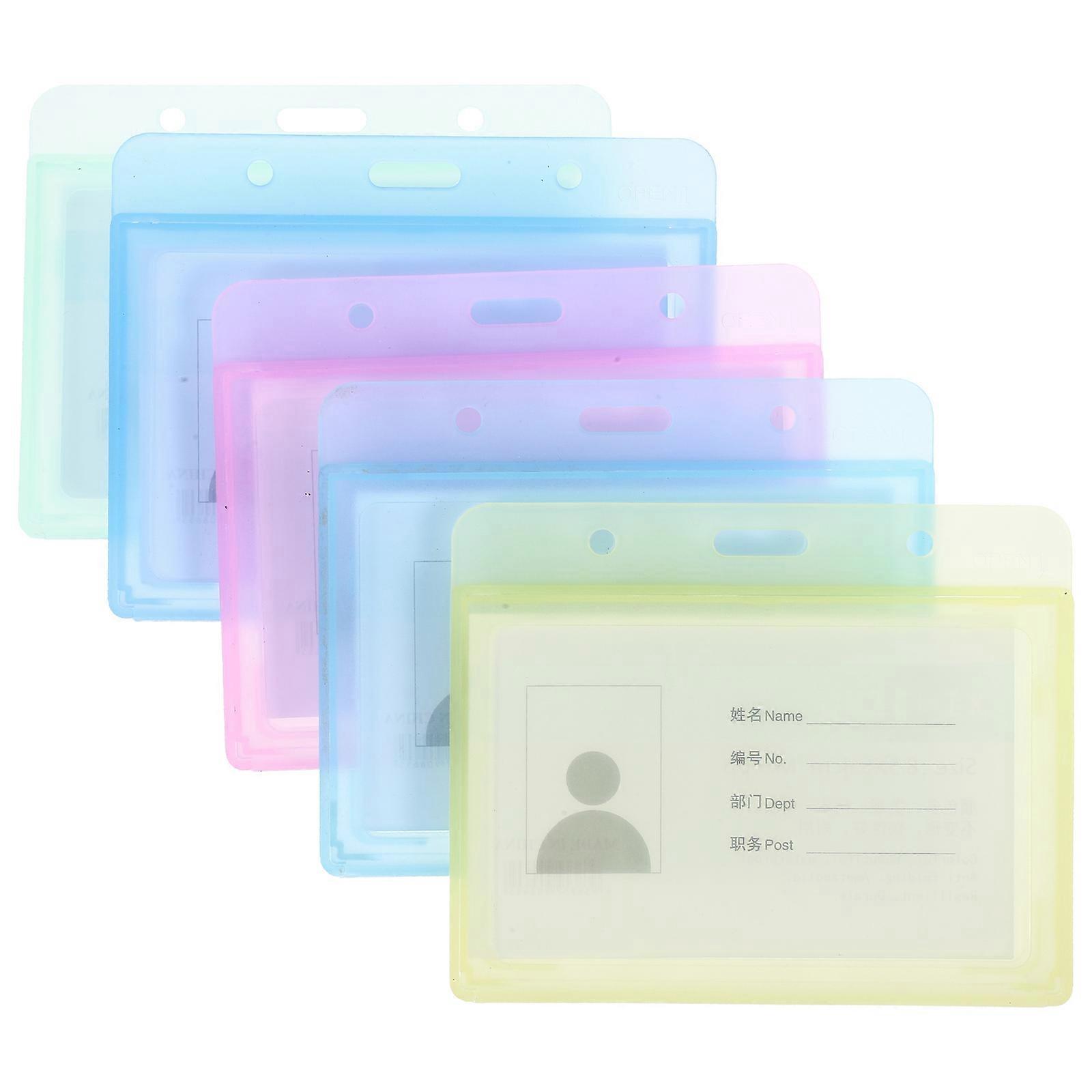 Plastic Name Badge Holder Frosted Color Holding Cards 5Pack