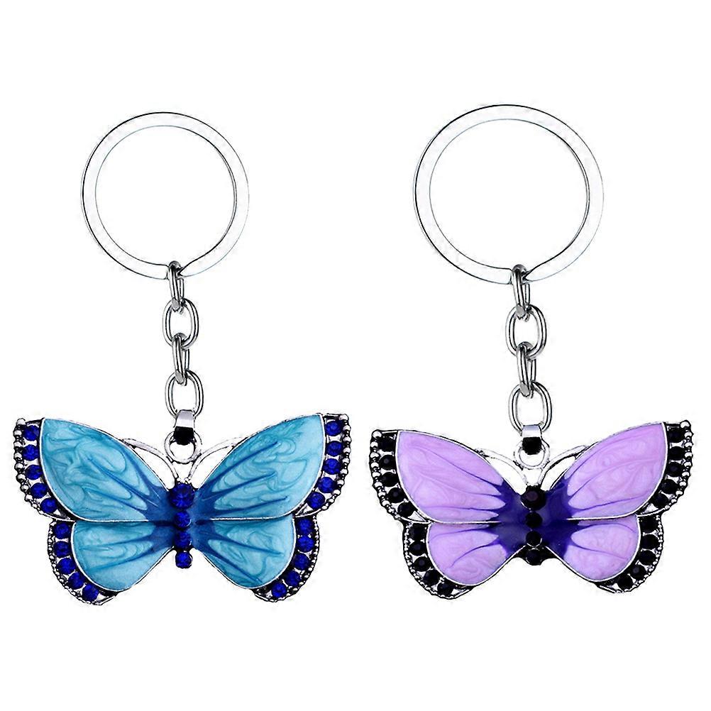 Rhinestone Key Ring Alloy Pendant for Decoration Use 4Pcs Assorted Color
