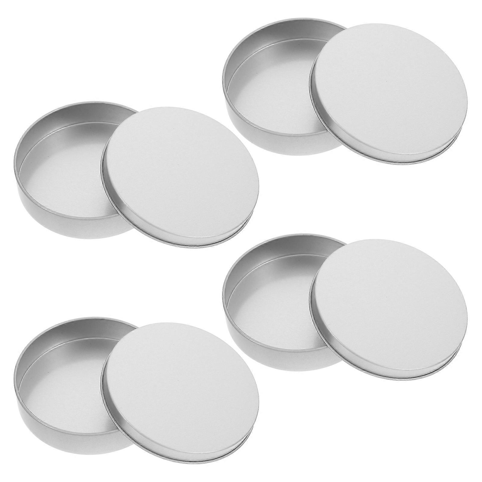 Sugar Pancake Packing Case Tinplate for 20Pcs Silver Round Container