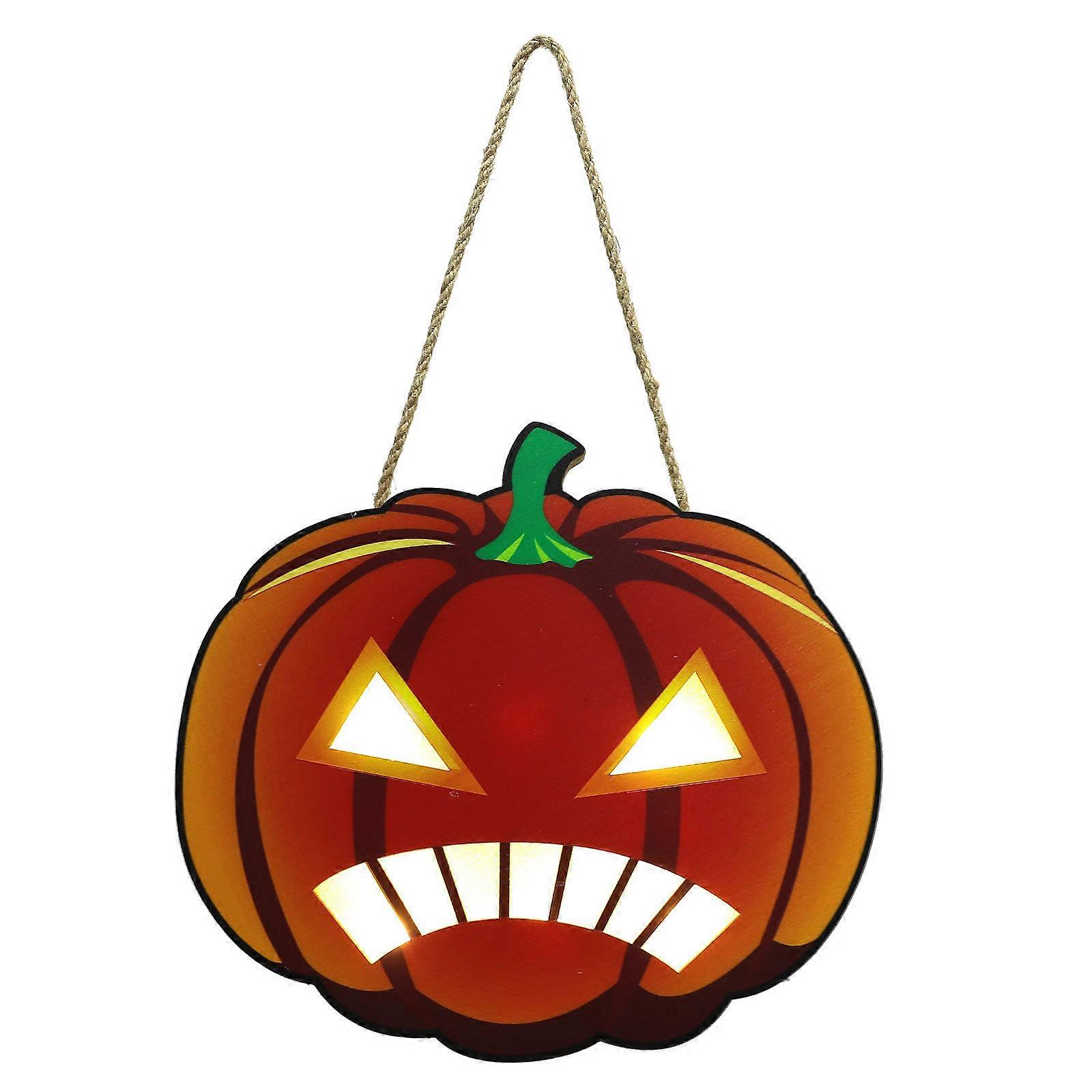 Halloween Party Pendant with Lamp for Decor 2Pcs Assorted Color Wooden Hanging