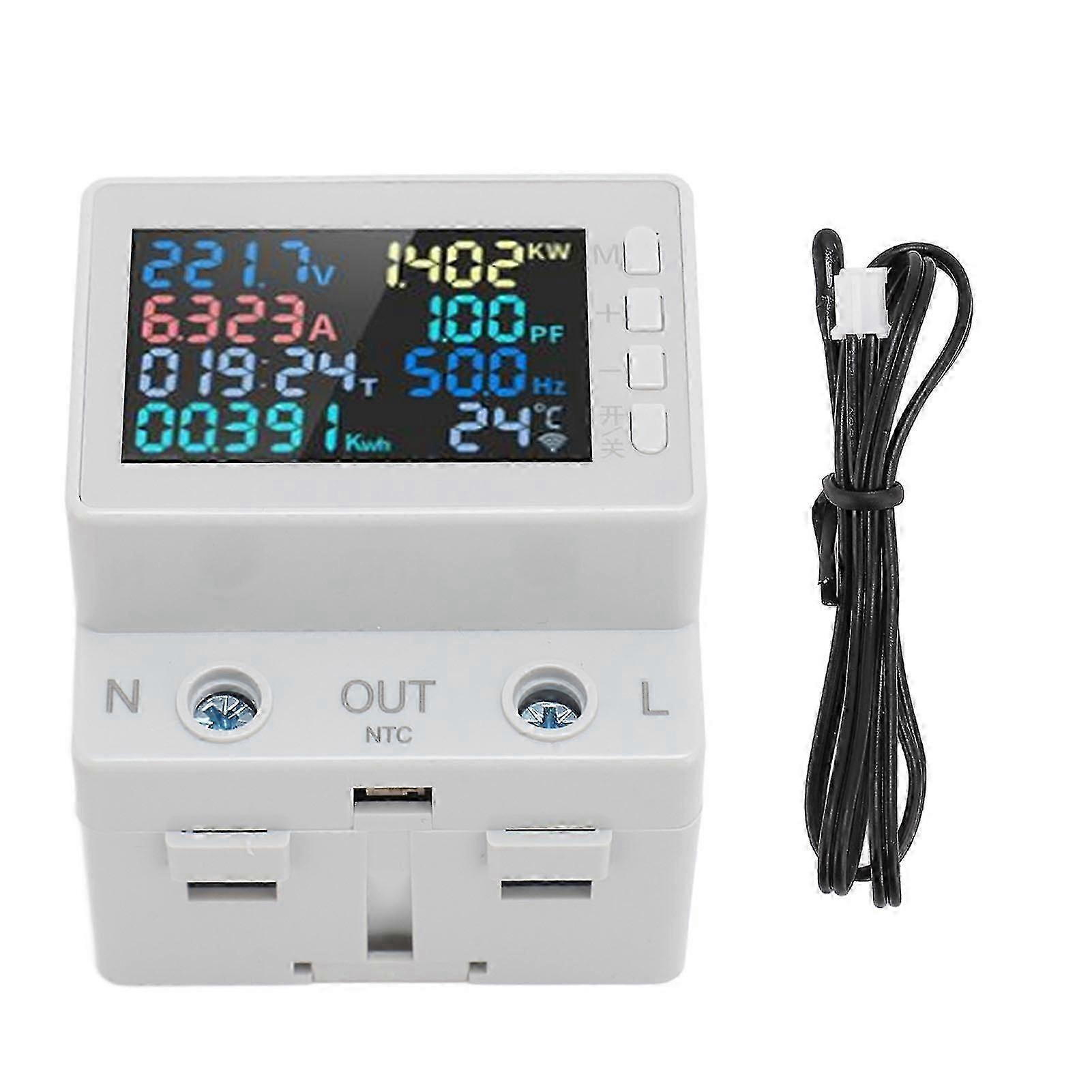 Digital Voltmeter Ammeter 8 in 1 Multifunction LCD Display Multi Protection Digital Voltage and Current Meter AC 170?270V 63A