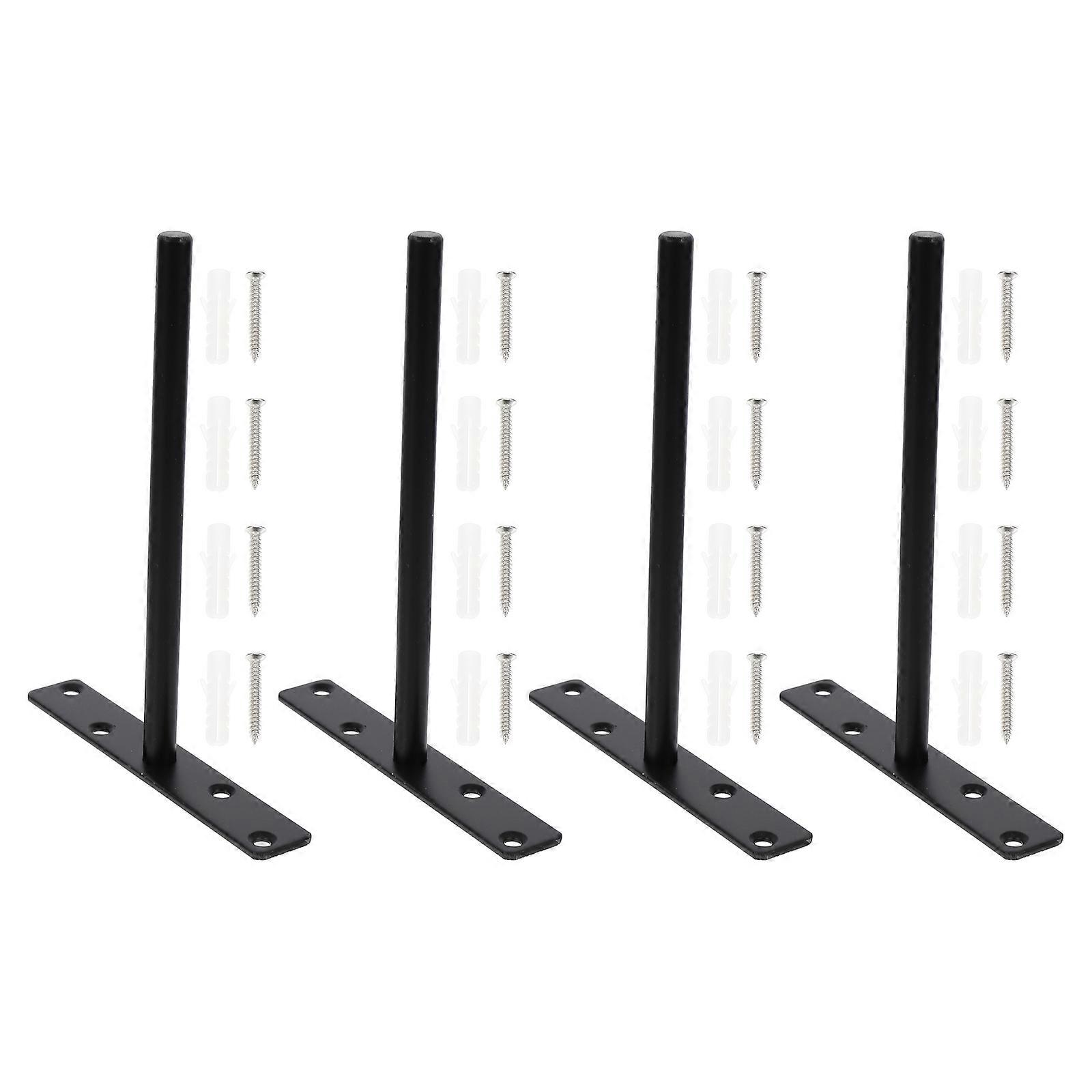 T-Shape Clapboard Brackets Wall Shelf Bracket for Storage 8Sets Iron Black