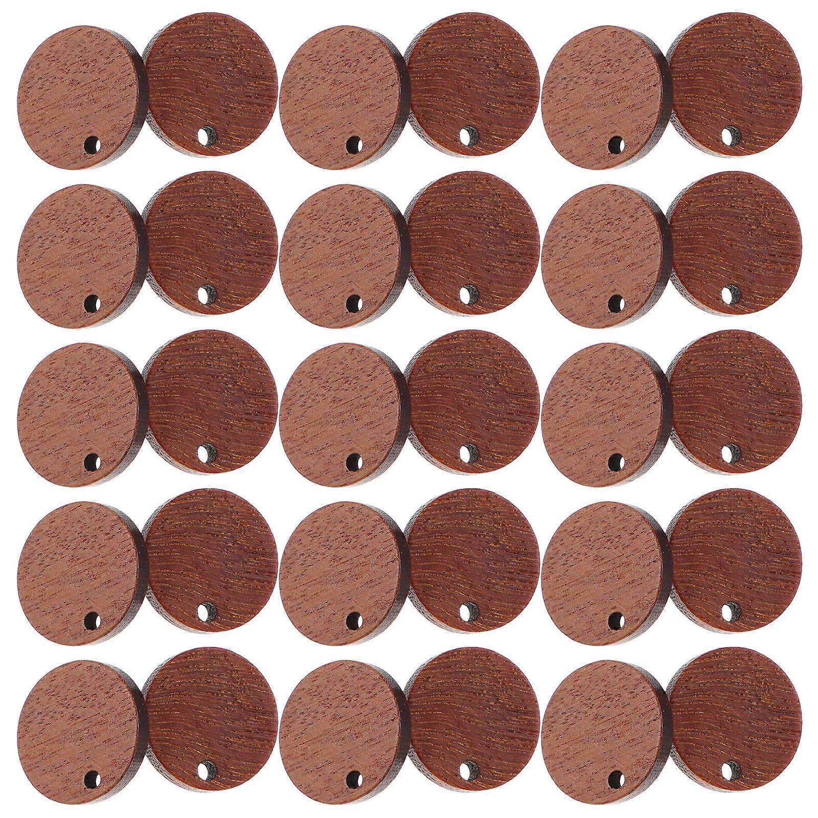 Earring Posts Wood Post Earring Studs for Decoration 30Pcs Coffee Color