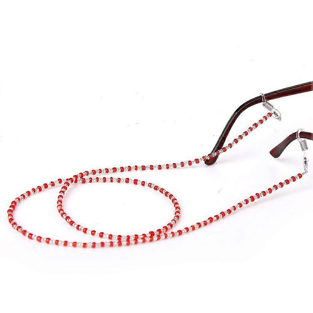 Eyeglass Beaded Chain Crystal Glasses Decoration Red with Clear
