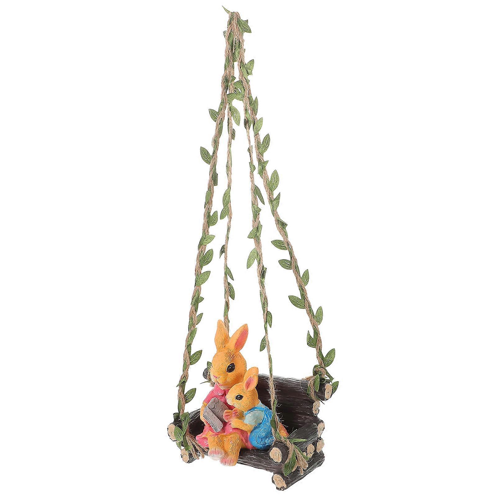 Resin Rabbit Swing Statue For Garden And Yard Elegant 12X8X11Cm Size Wind Activated Movement