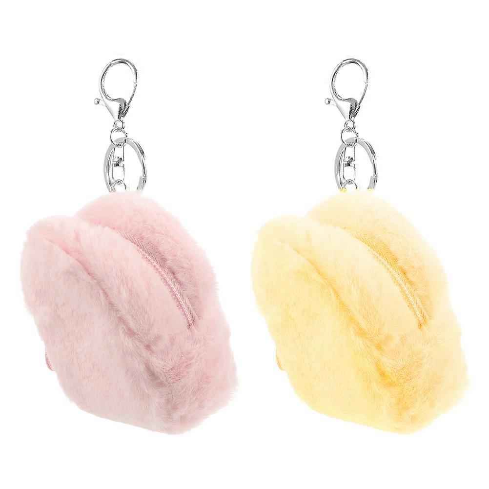 Plush Kawaii Wallet for Storage 4Pcs Cute Mini Coin Purse with Keychain