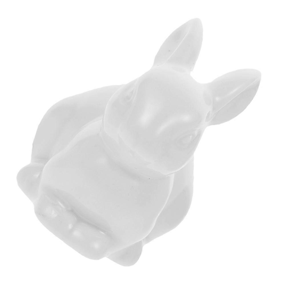 White Tiny Ceramic Bunny Statue for Decoration 5Pcs Rabbit Figurine Set