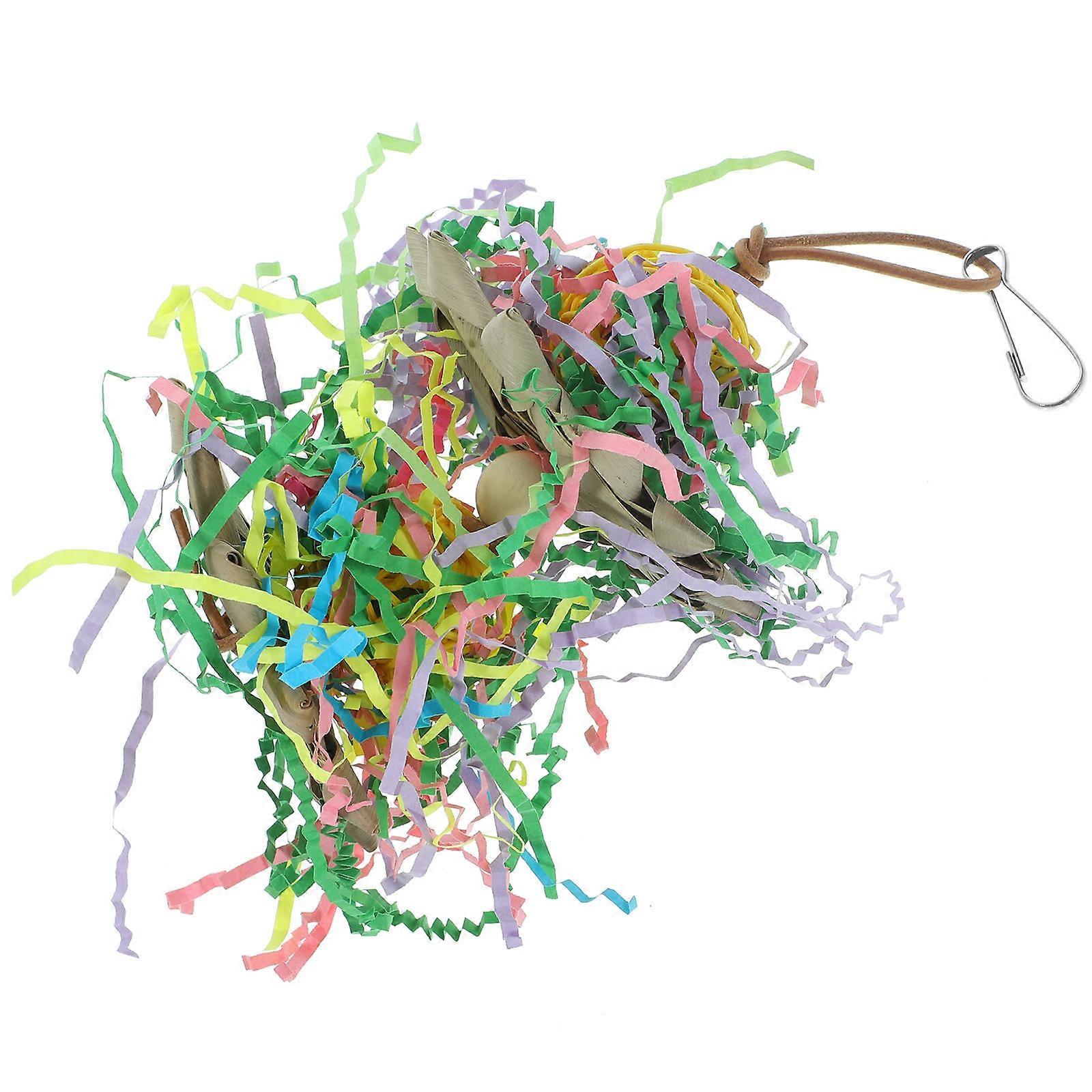 Multi Colored Wooden Parrot Chewing Toy Foraging Experience For Birds 10X22Cm 1 Set