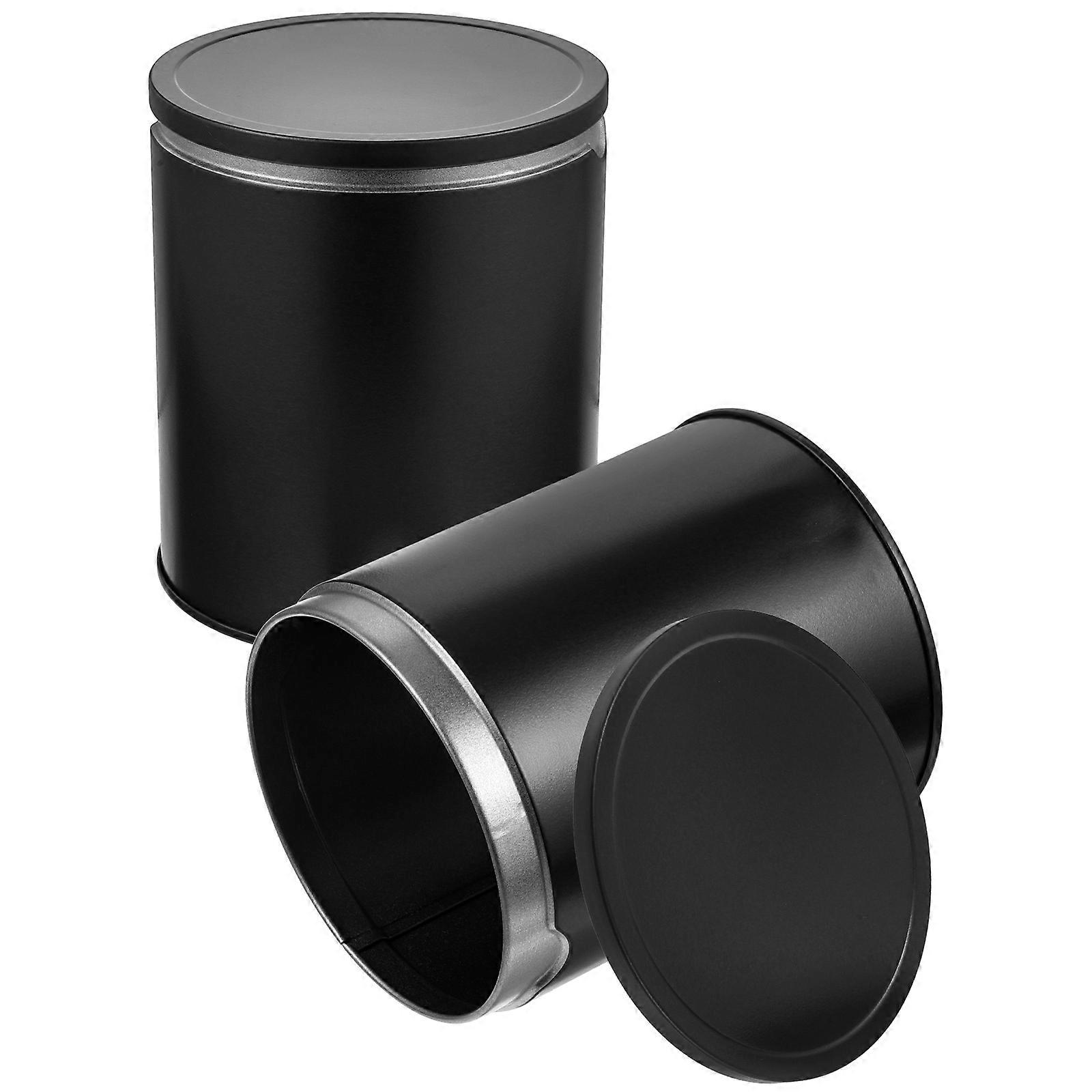 Square Tea Tin Canisters With Lids 6Pcs For Home And Tea Store Storage Black Tinplate Jars