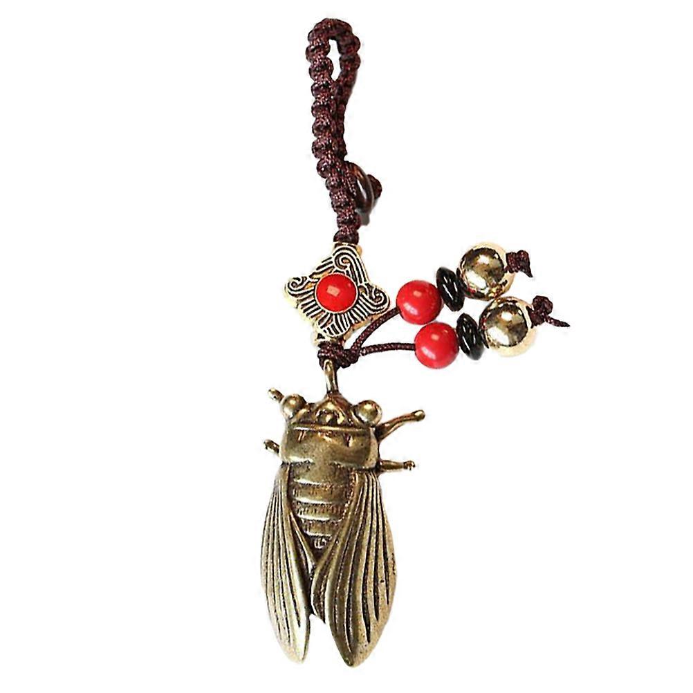 Cicada Keychain Ornament for Luck with 3Pcs Rings