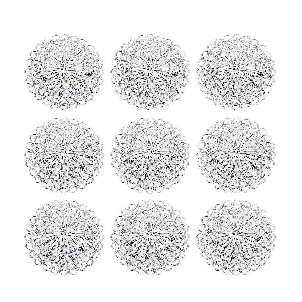 Metal Flower Piece Multi-purpose Clothes Accessory Round Shape 10Pcs for Women