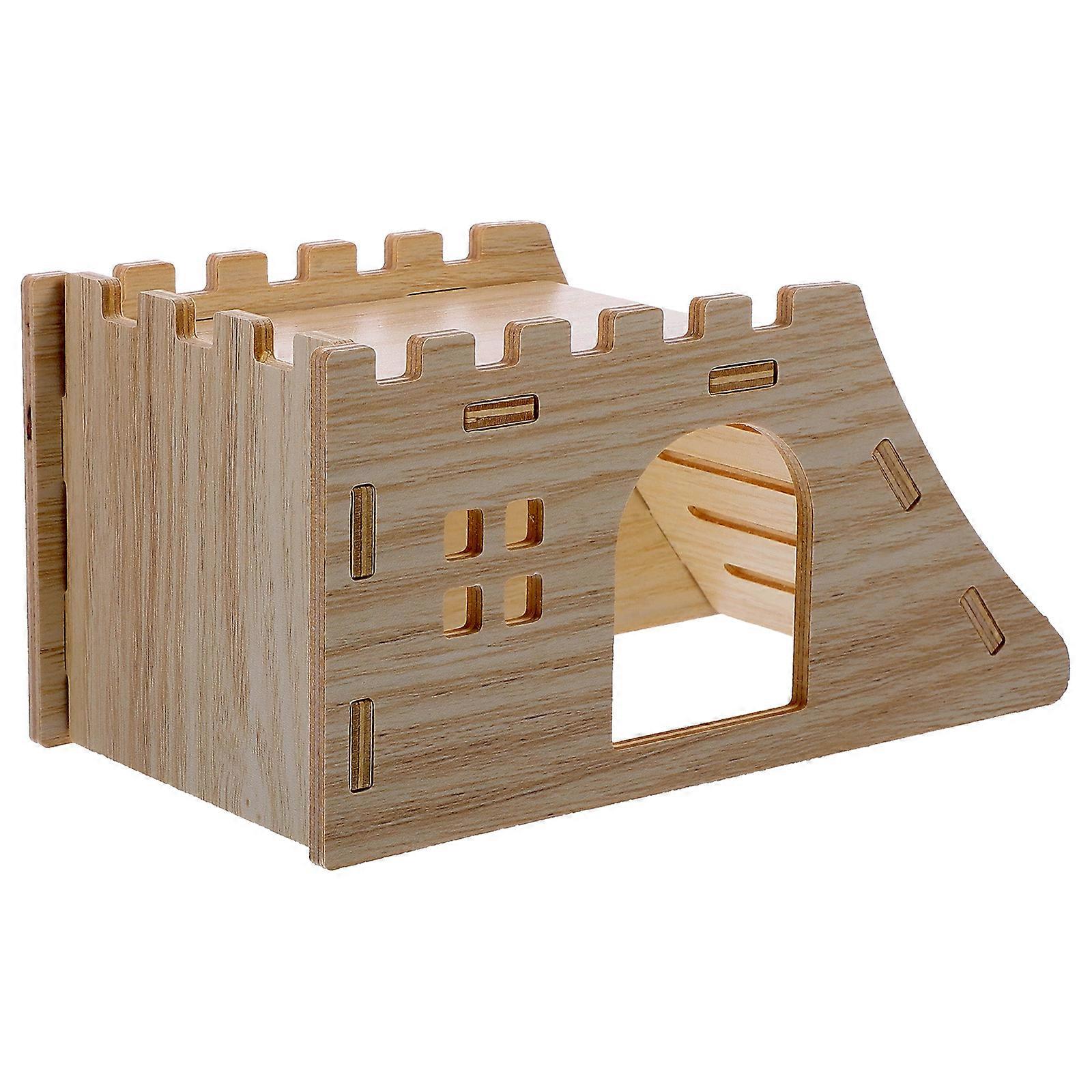 Wood Hamster Hideout Double-Tier House for Small Pets 3Sets