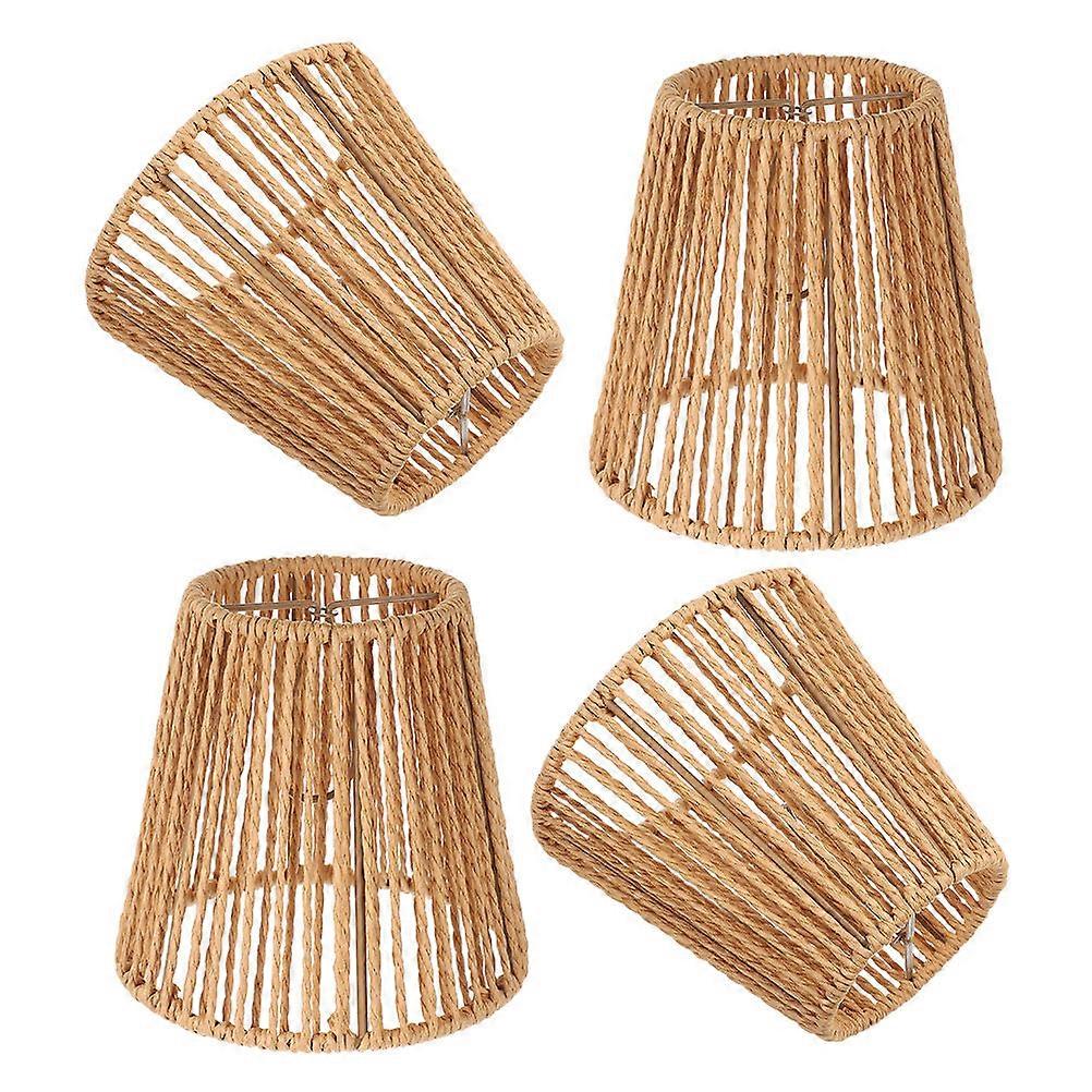 Simulation Rattan Lamp Shade Hand Woven for Pendant Light Set of 12