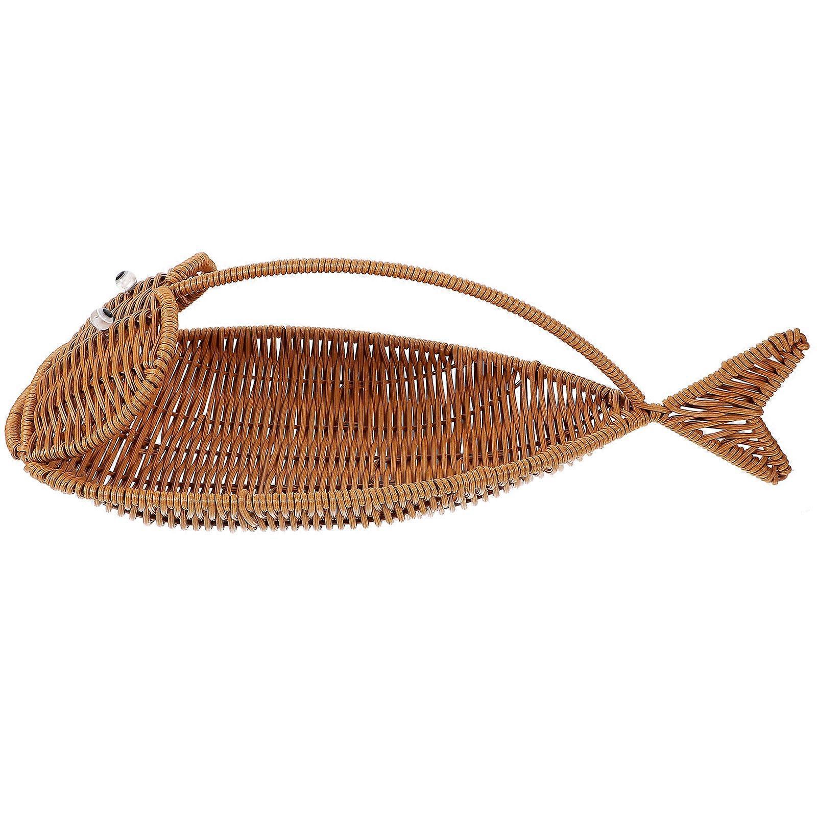 PP Material Fish Shape Basket for Storage in Imitation Rattan Style