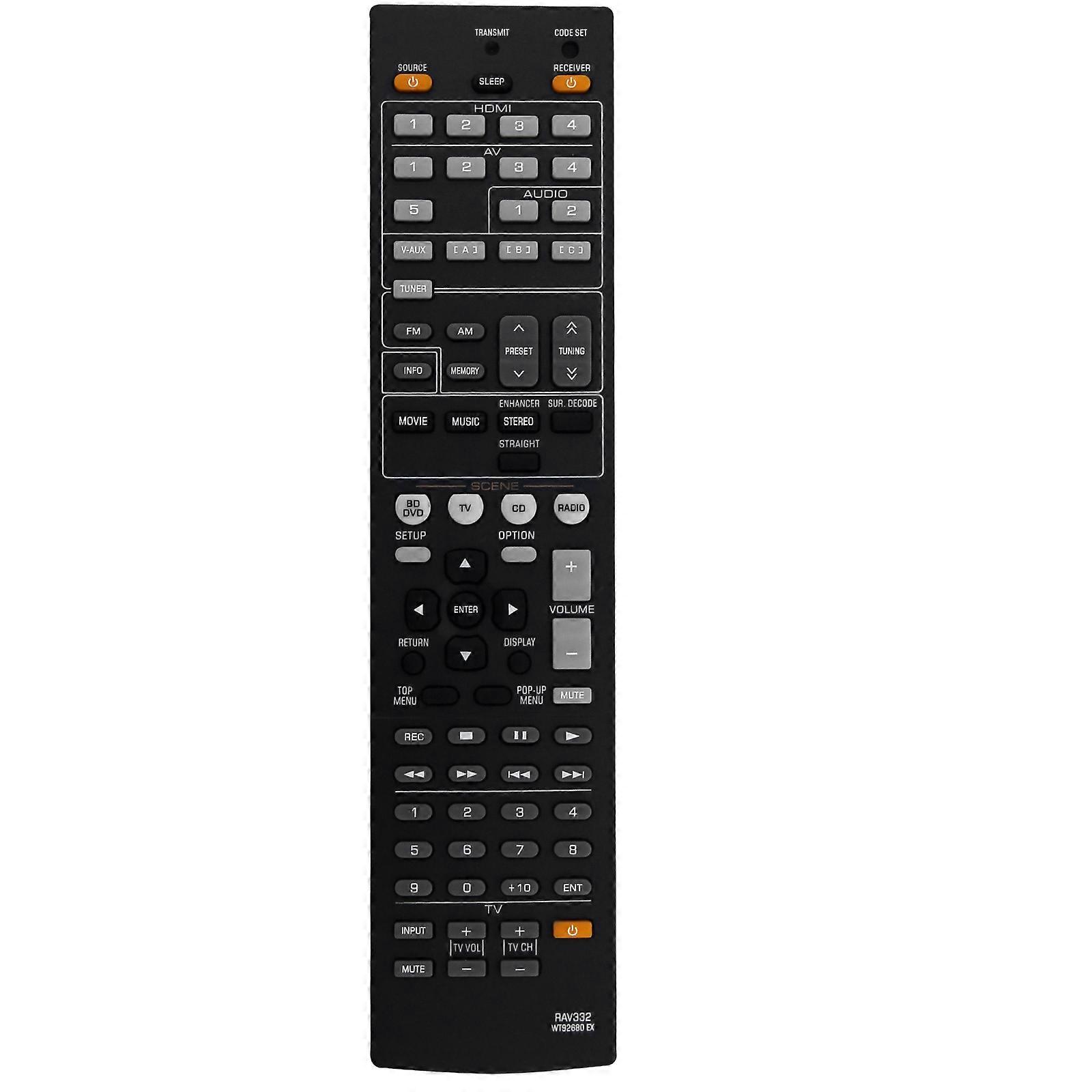 RAV332-WT92680EX Replace Remote Control for Yamaha YHT493 RXV367