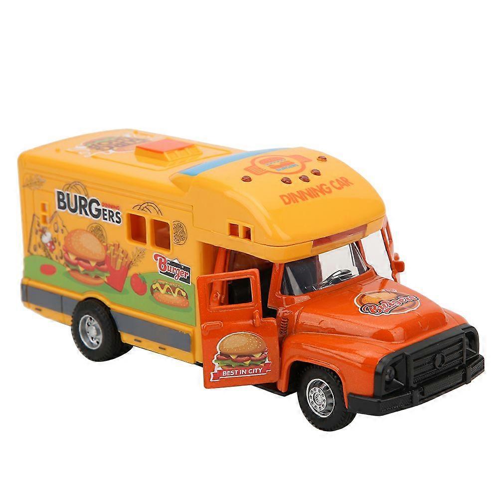 1/28 Simulation Multi‑function Light Music Pull‑back Toy Car Model Kid Collection(Dining Car Orange )