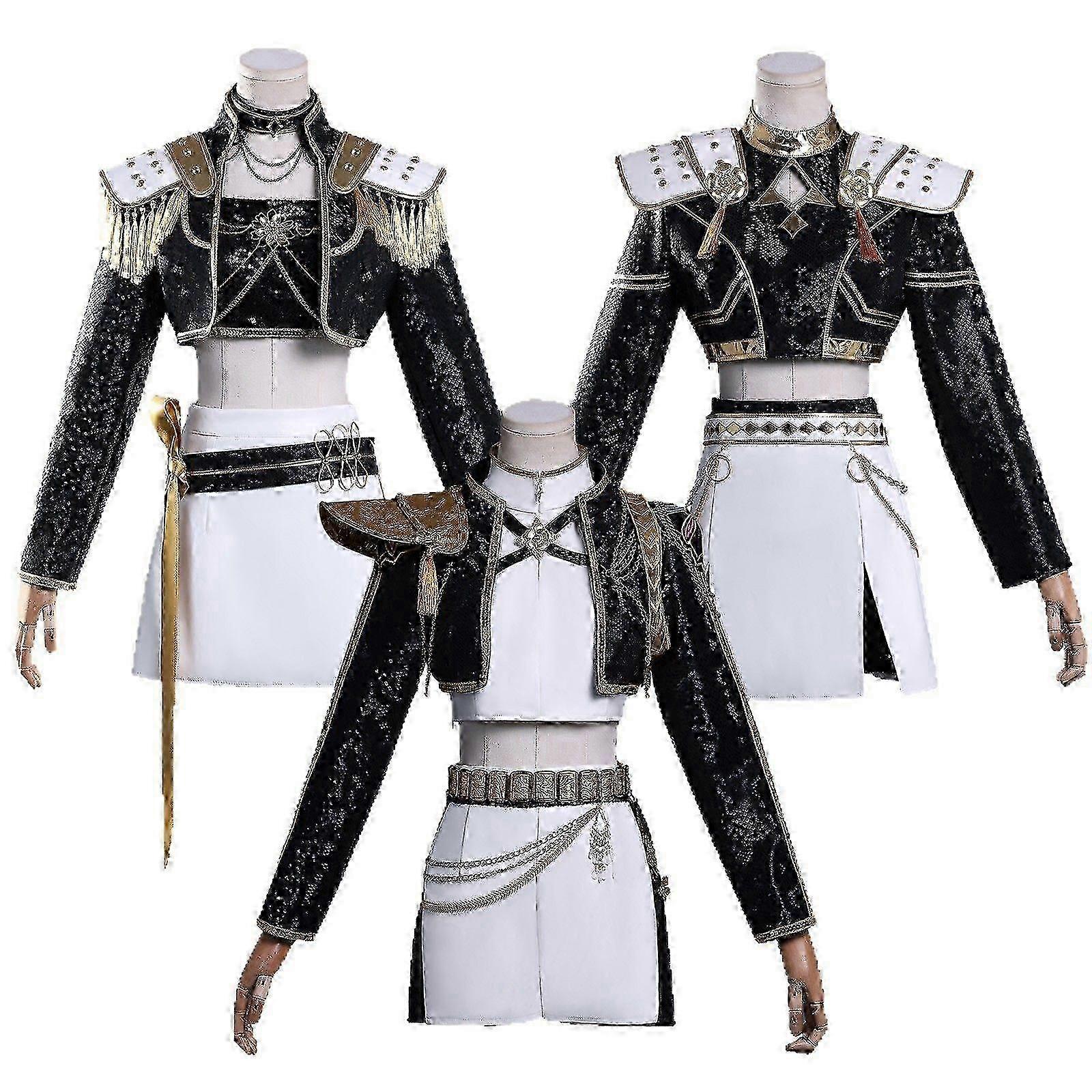 新しいKpopデーモンハンターコスプレコスチュームセットルミミラゾーイハロウィーンパーティーファンシードレスレディースブラック_e-CN