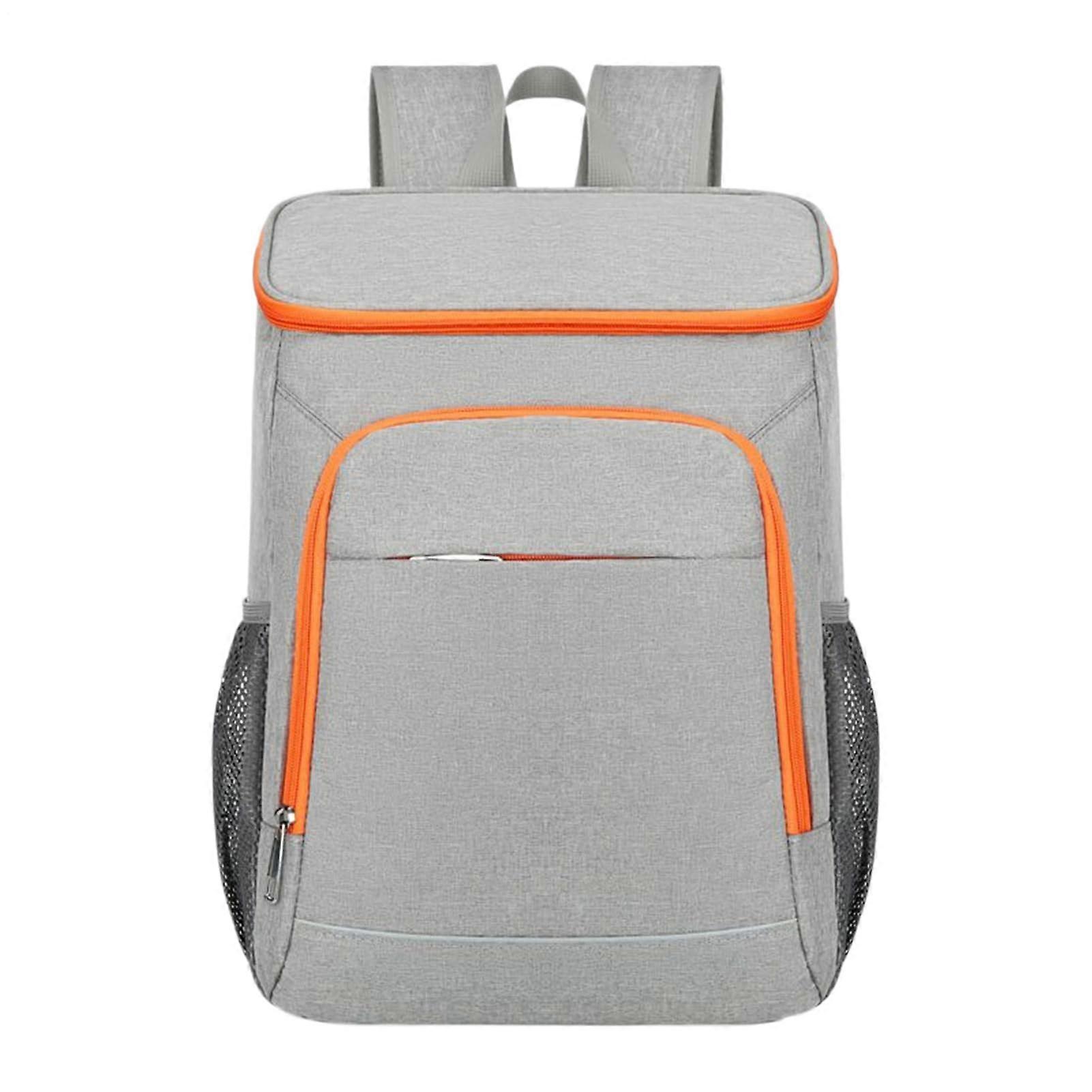 Insulated Backpack 50L Oxford Fabric Cooler Waterproof Lunch Bag For Hiking Picnic Orange Grey