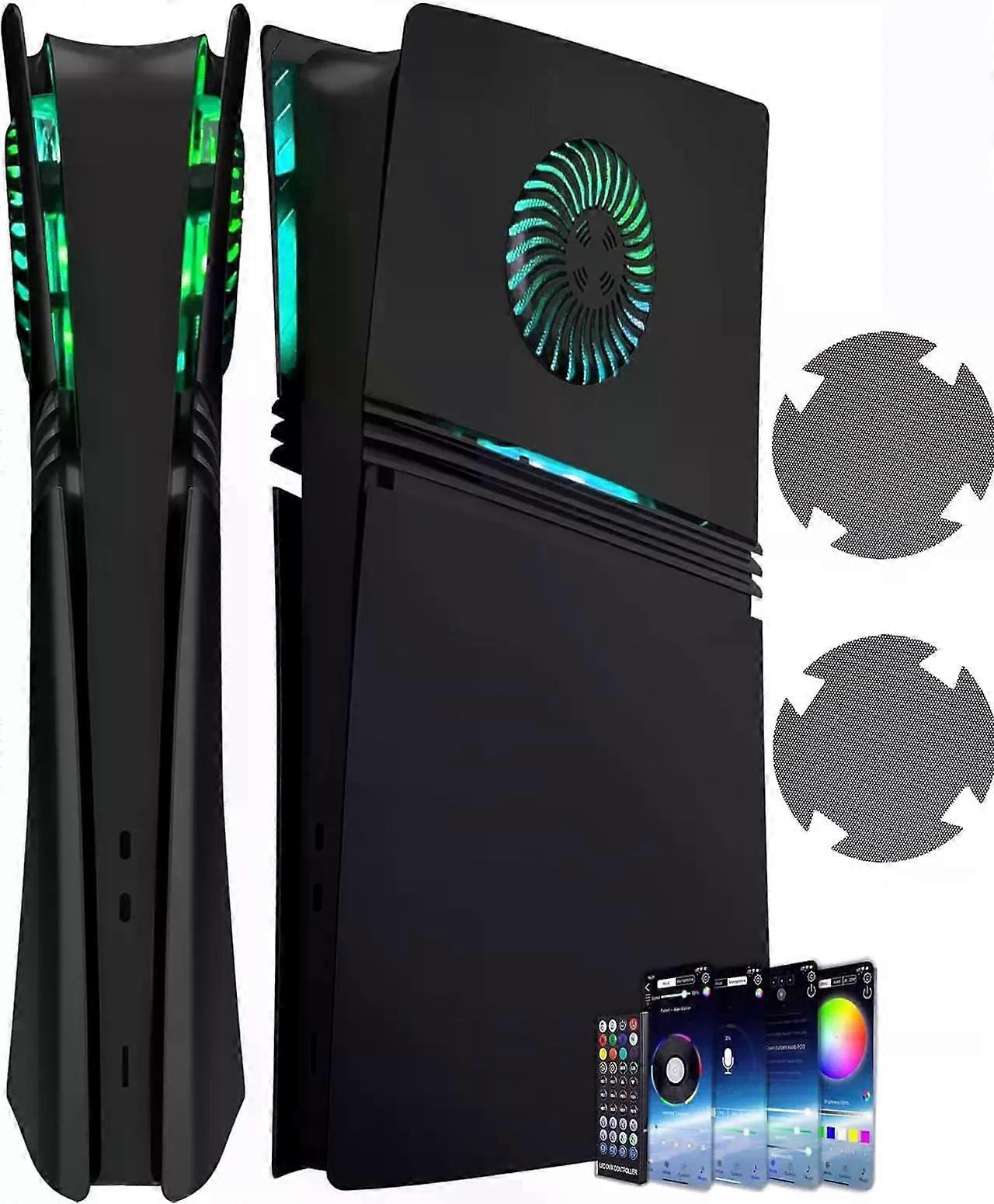Faceplate for PS5 Pro Digital Edition with RGB Light Strip and Dust Filter with Cooling Vents DOBEWINGDELOU 400+ Effects LED Light Ring Console Face P