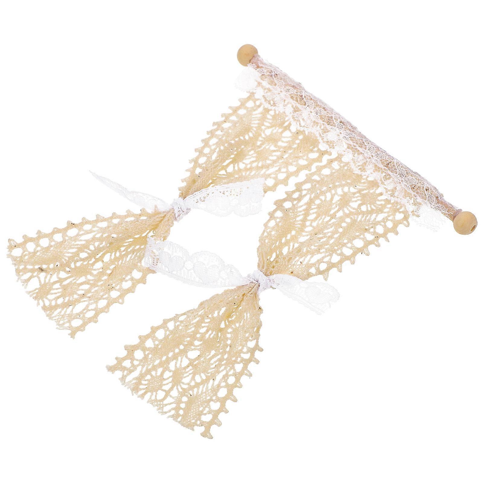 Dollhouse Lace Curtain Tiny House Window Curtain Mini Size Design 5.1X4.5X0.4In For DIY Crafting 1Pack